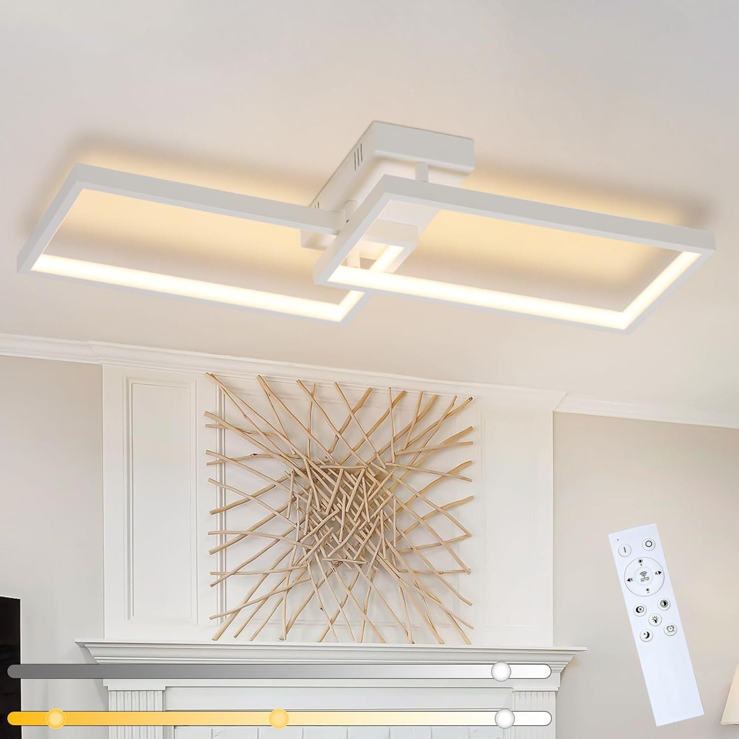 Nettlife LED luz de teto metal branco 48 w 80 cm moderna lâmpada regulável