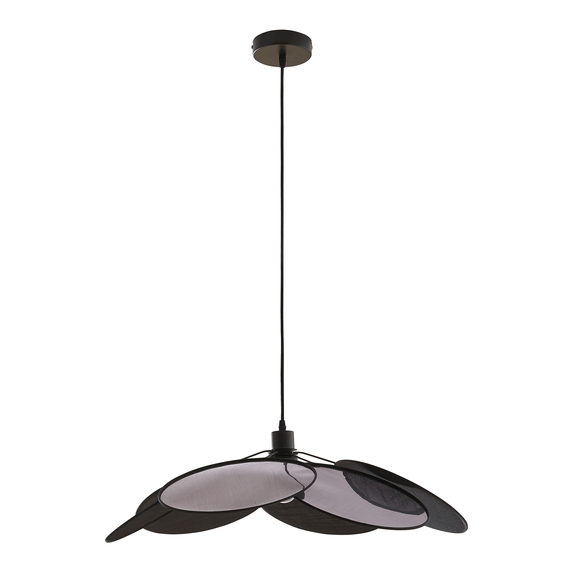 Candeeiro suspenso blackwood aspeto de flor metal/têxtil preto [lux.pro]