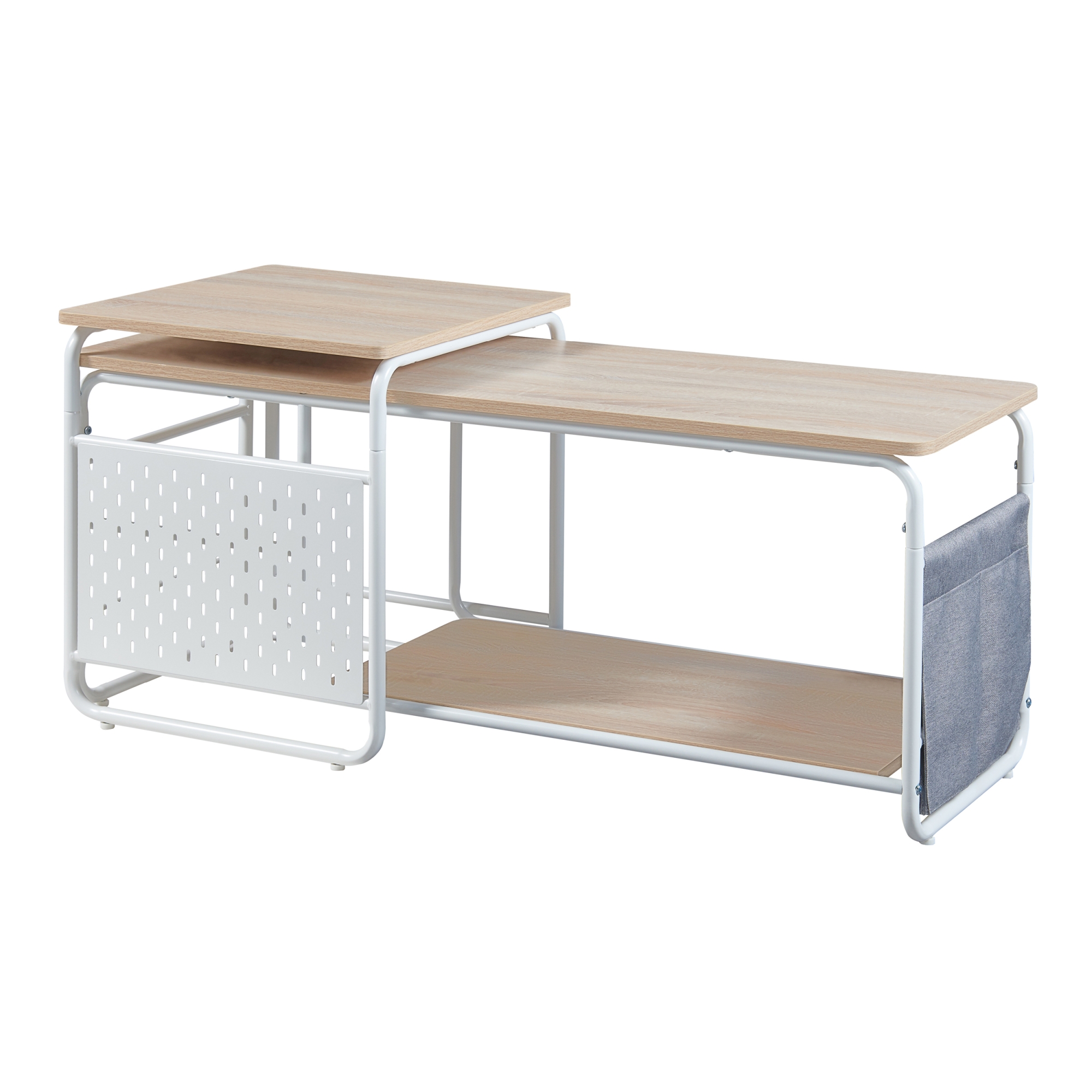 Conjunto de mobiliário dyrøy de com mesa de apoio - carvalho branco