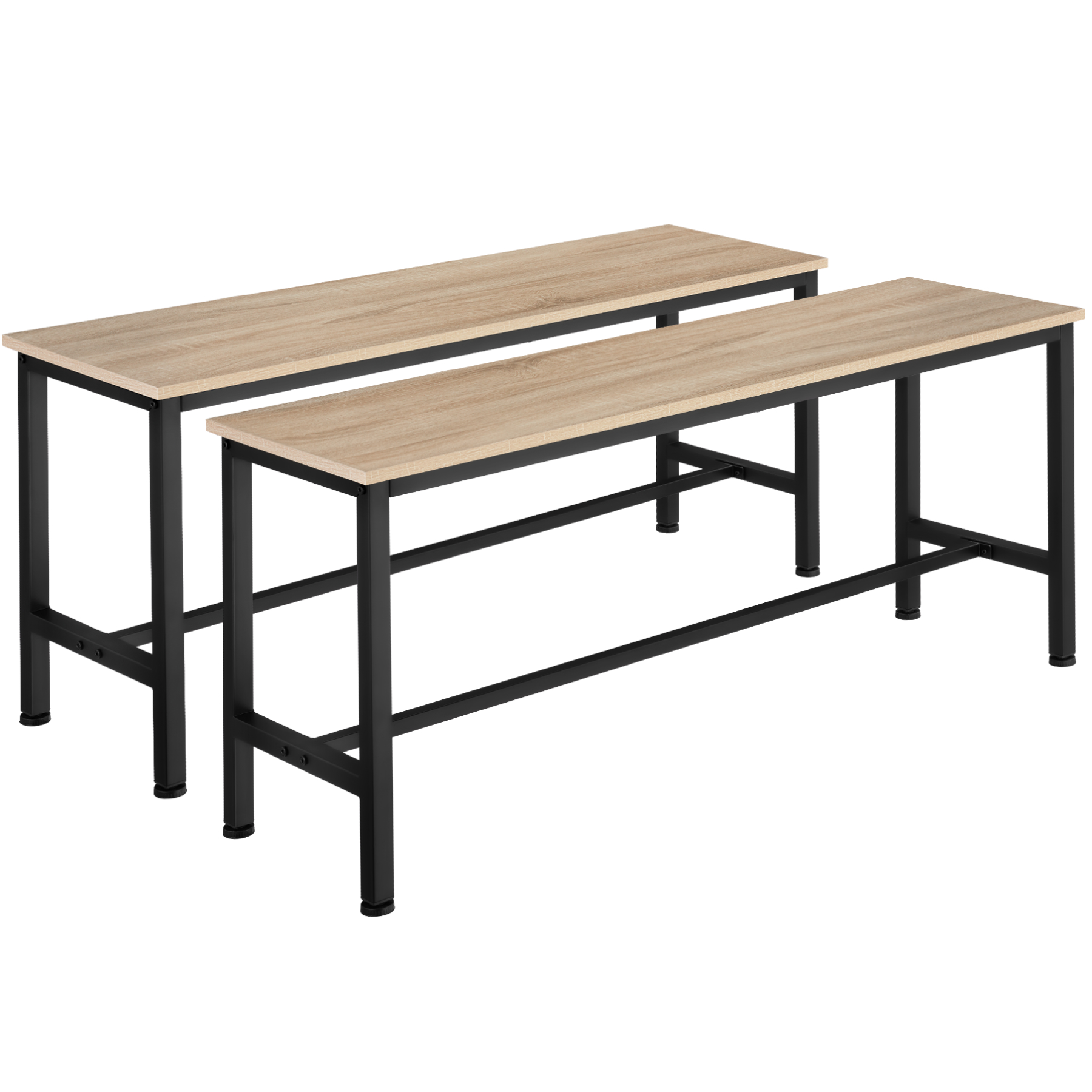 Set de 2 bancos de estilo industrial 108x325x50 cm madeira clara