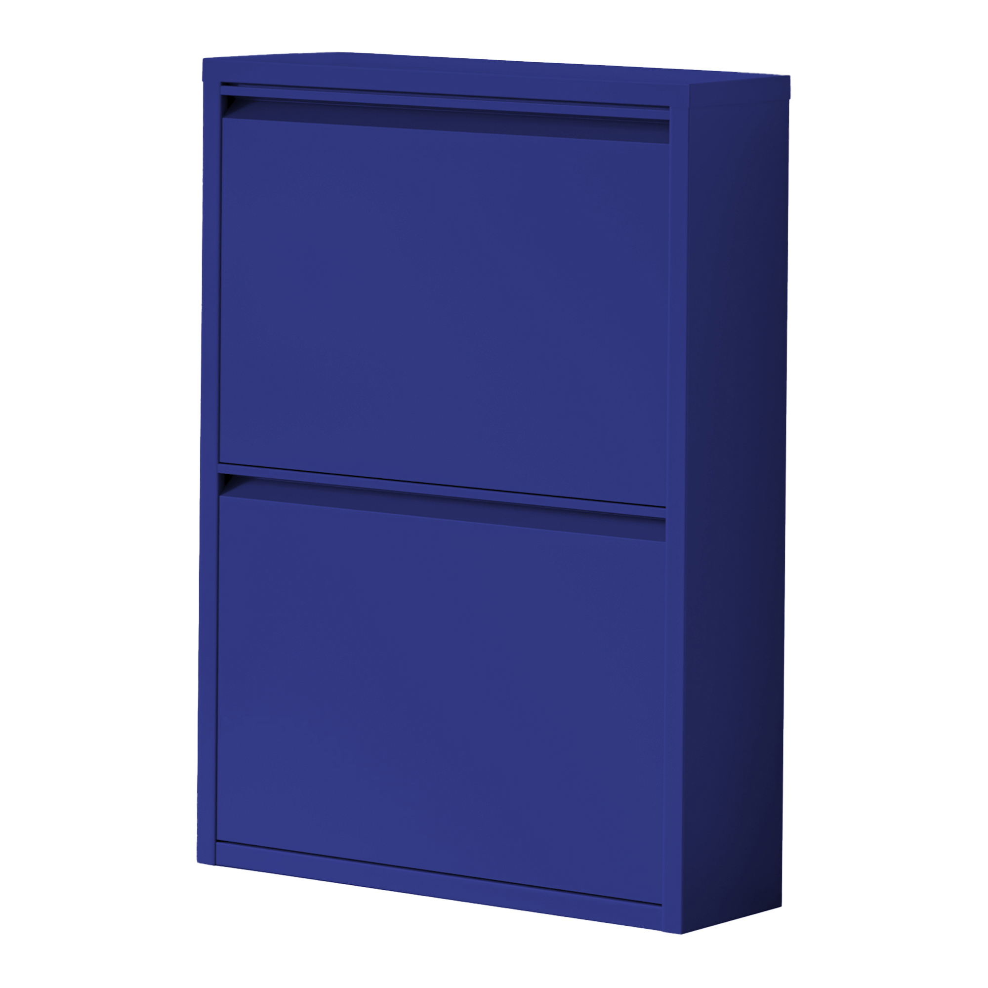 Sapateira sokndal com 2 portas 71x50x15 cm metal - azul escuro [en.casa]