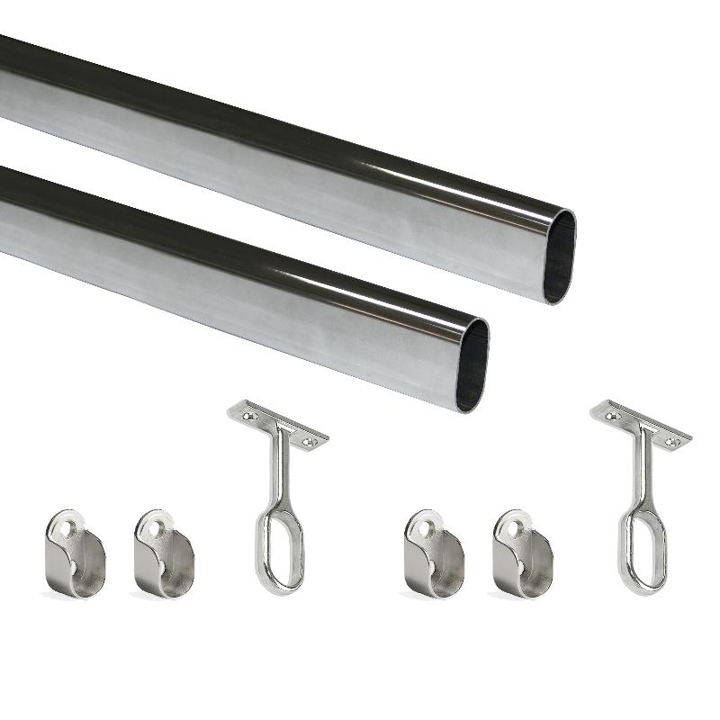 Emuca lote de 2 calhas de armário ovais 30x15mm comprimento 1,15m com