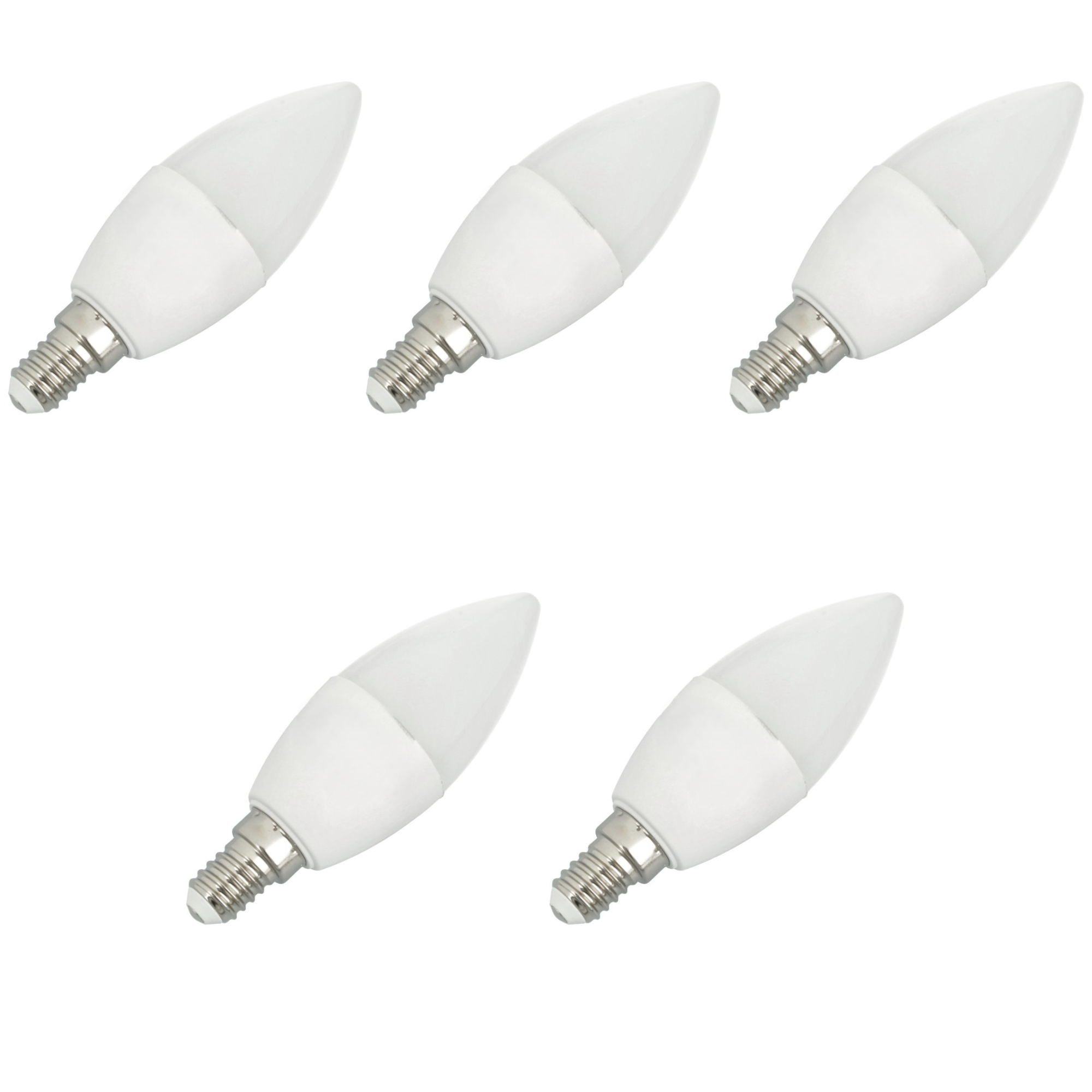 Pack x5 lâmpada LED e14, tampa tipo vela, 4w, (branco neutro 4000k)