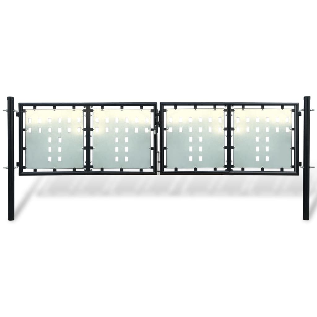 Portão de cerca com porta única 300x125 cm preto