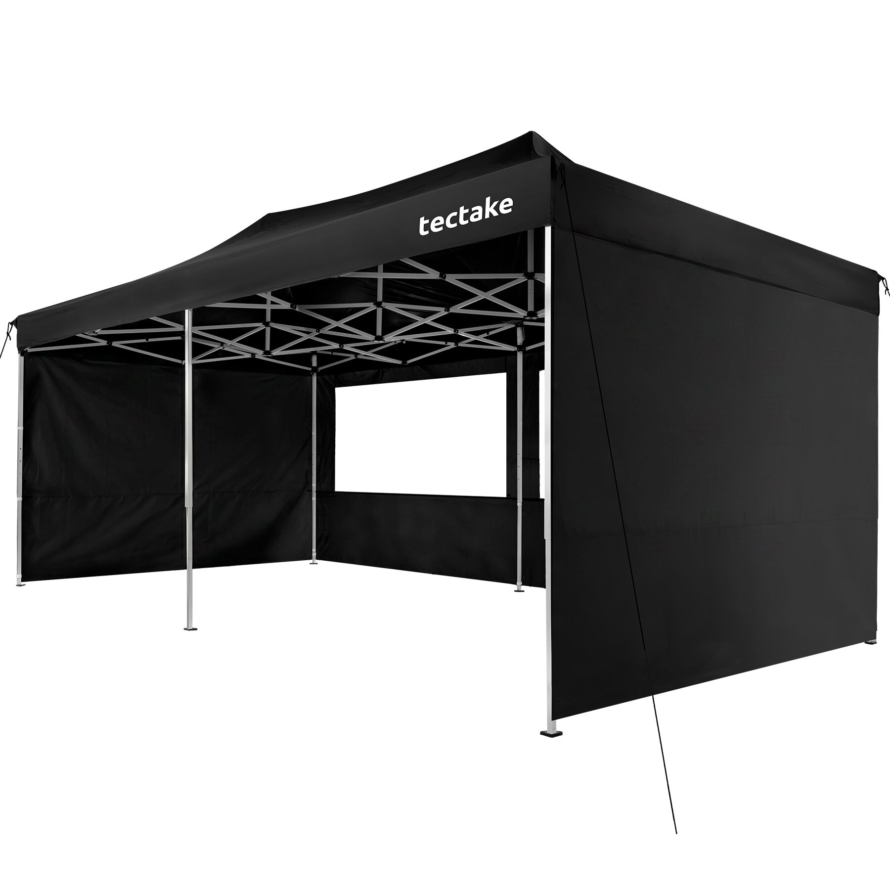 Pavilhão dobrável 3x6 m, alumínio, 6 painéis laterais, preto