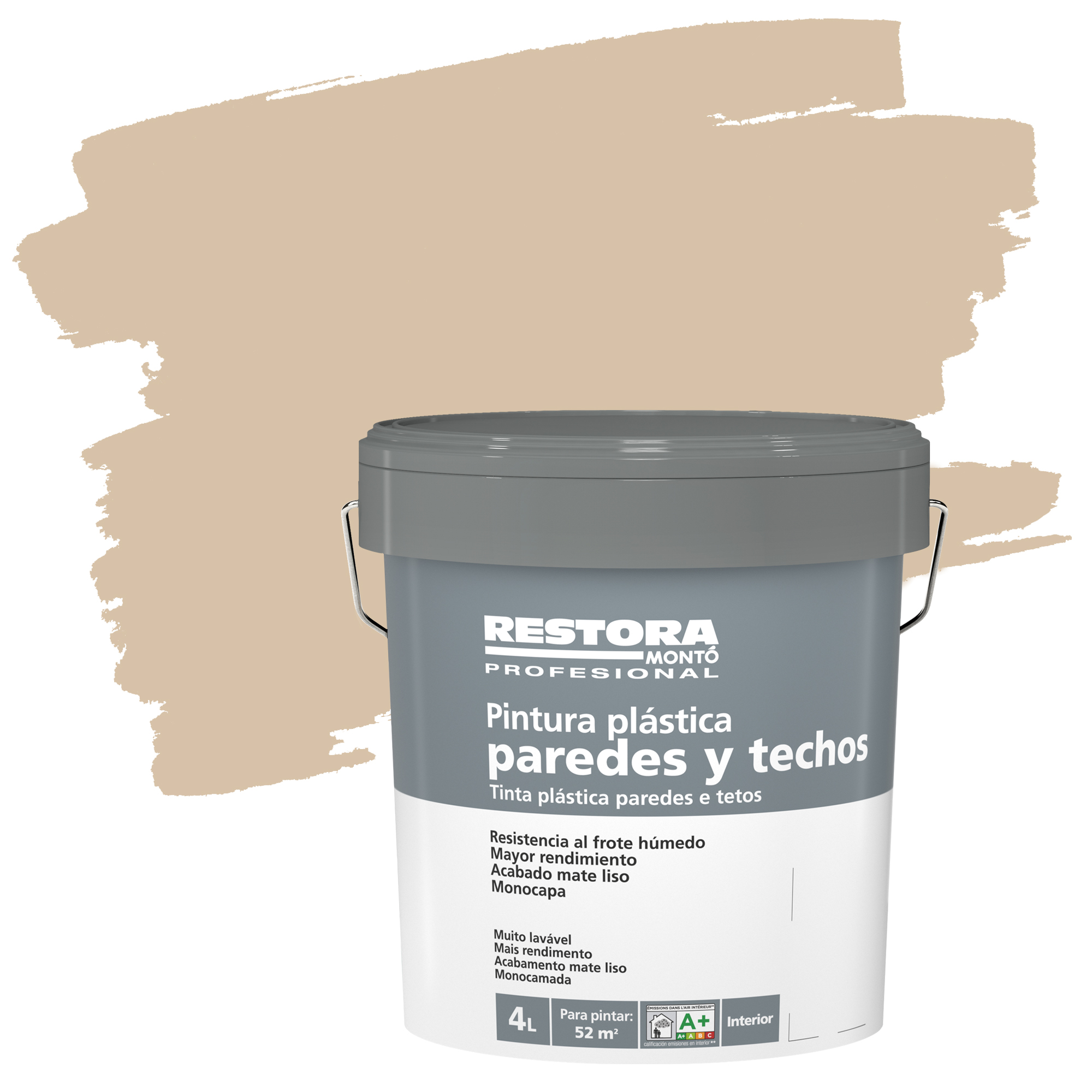 Tinta plástica interior macadâmia tostada Restora 4L