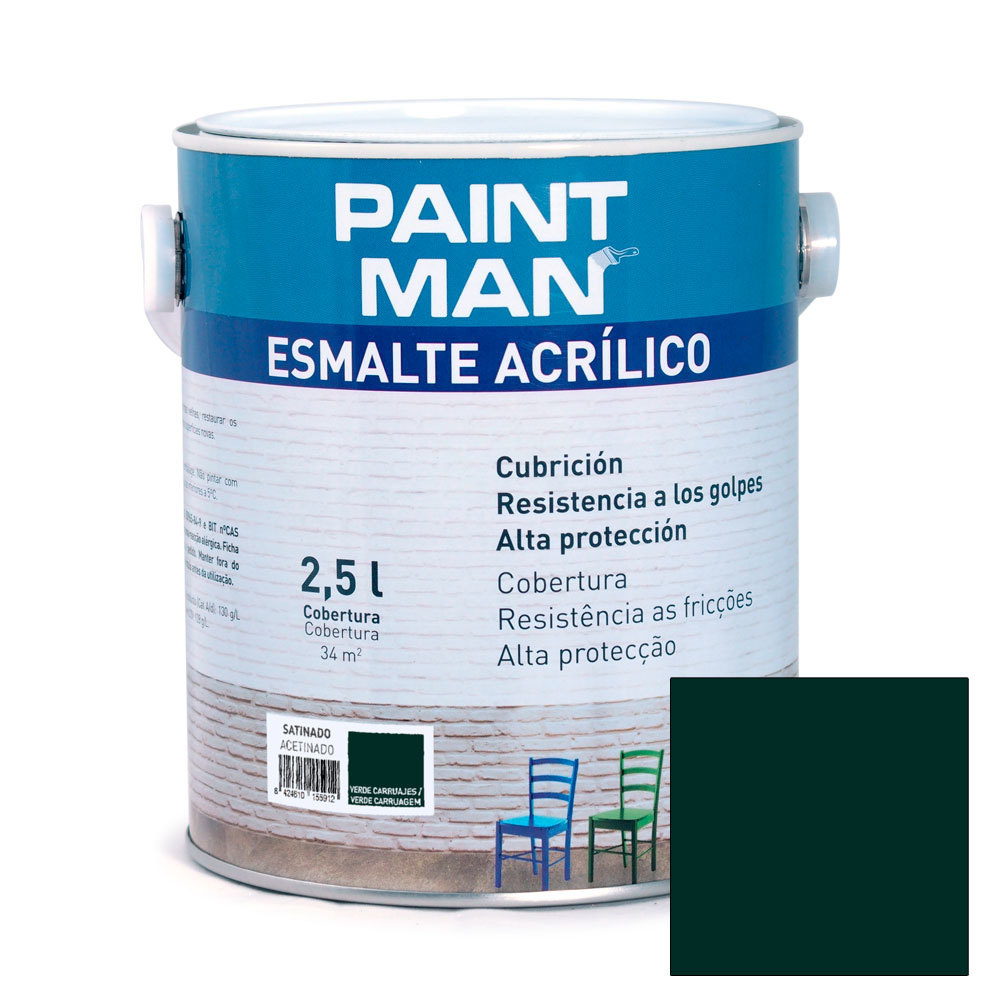 Esmalte acrílico acetinado paintman verde carruagens 2,5 l