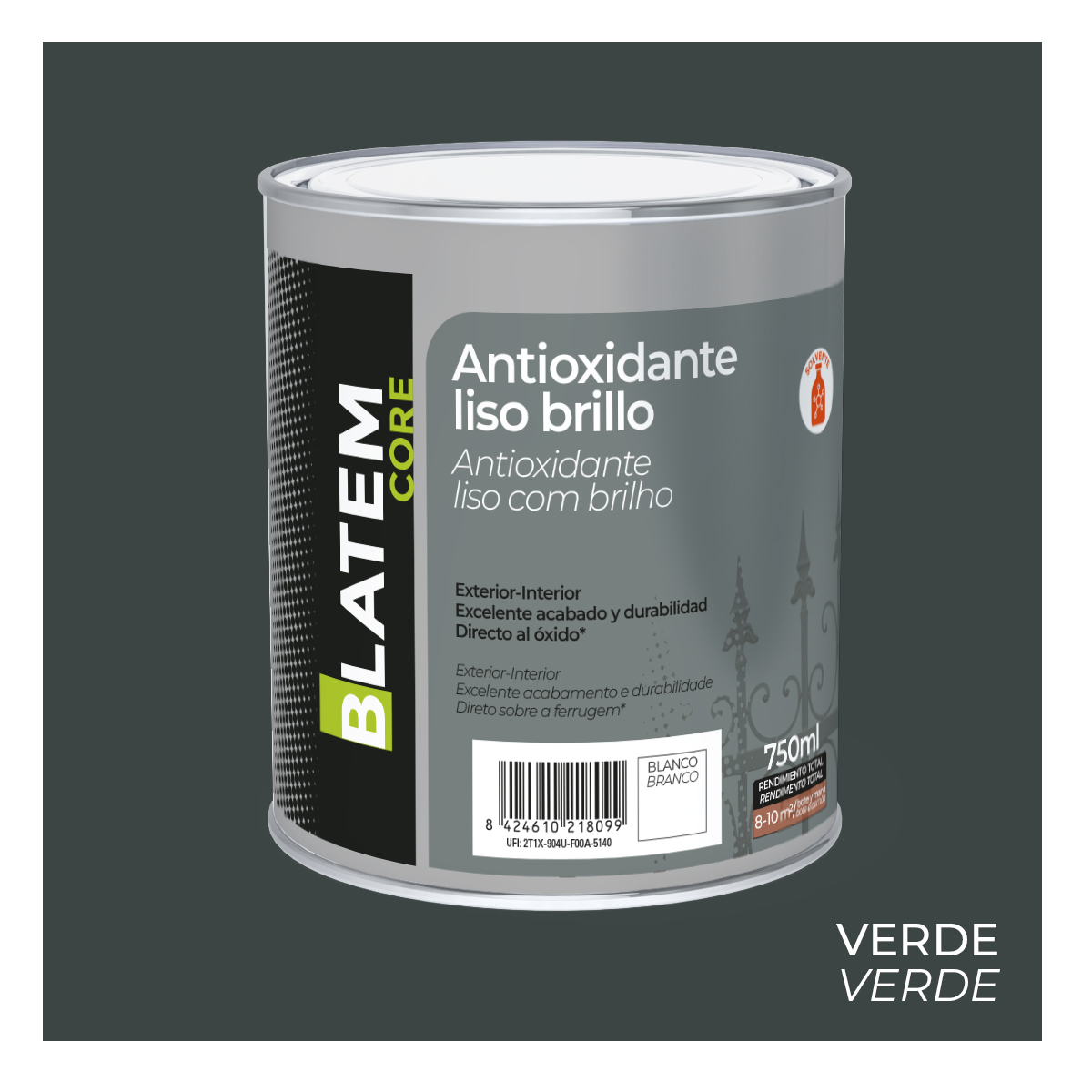 Esmalte antioxidante sintético liso brilho verde 750ml Blatem Core