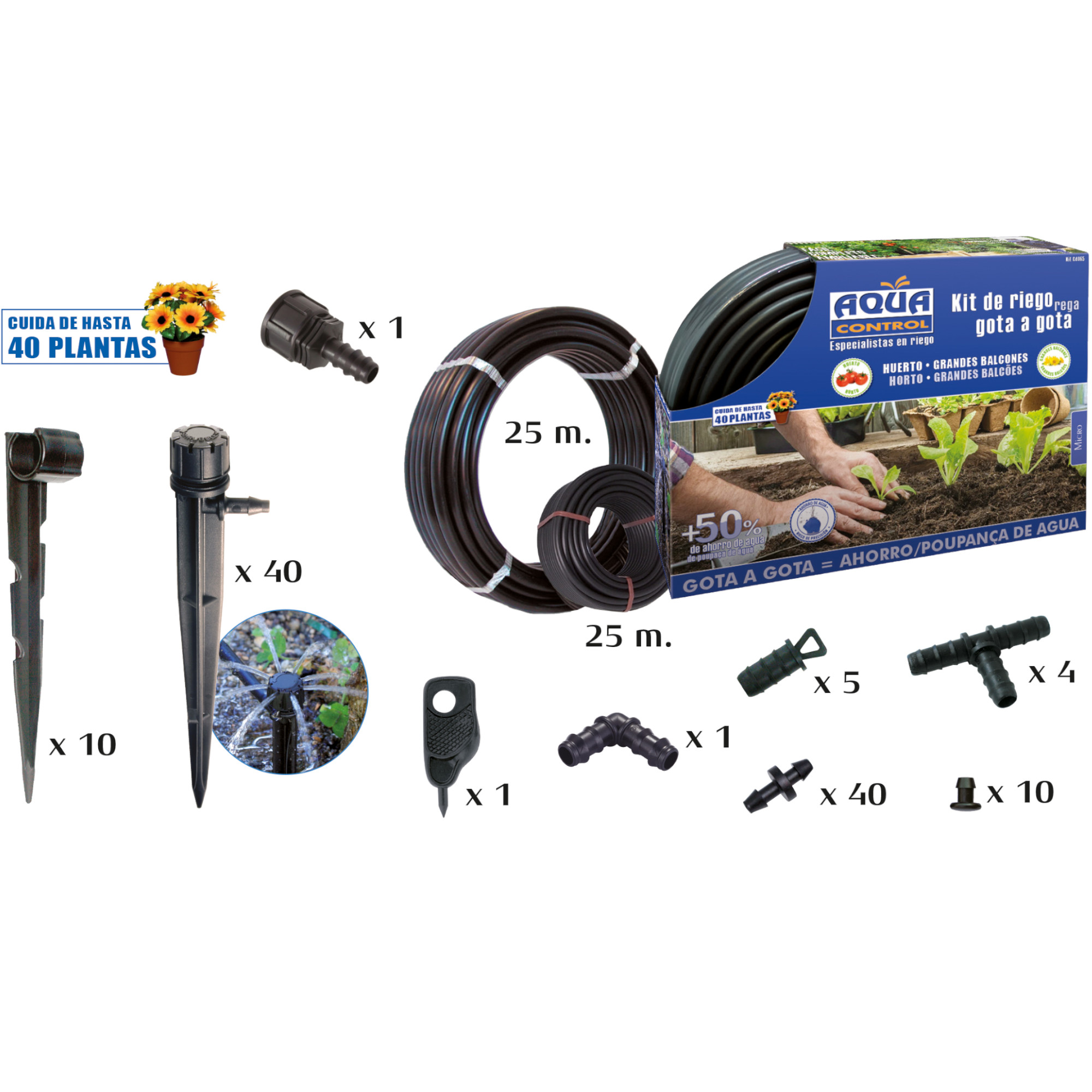 Kit de rega para hortas e varandas grandes AquaControl