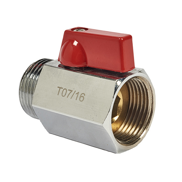 VÁLVULA DE ESFERA MINI PN-16 M-H CON LLAVE ROJA