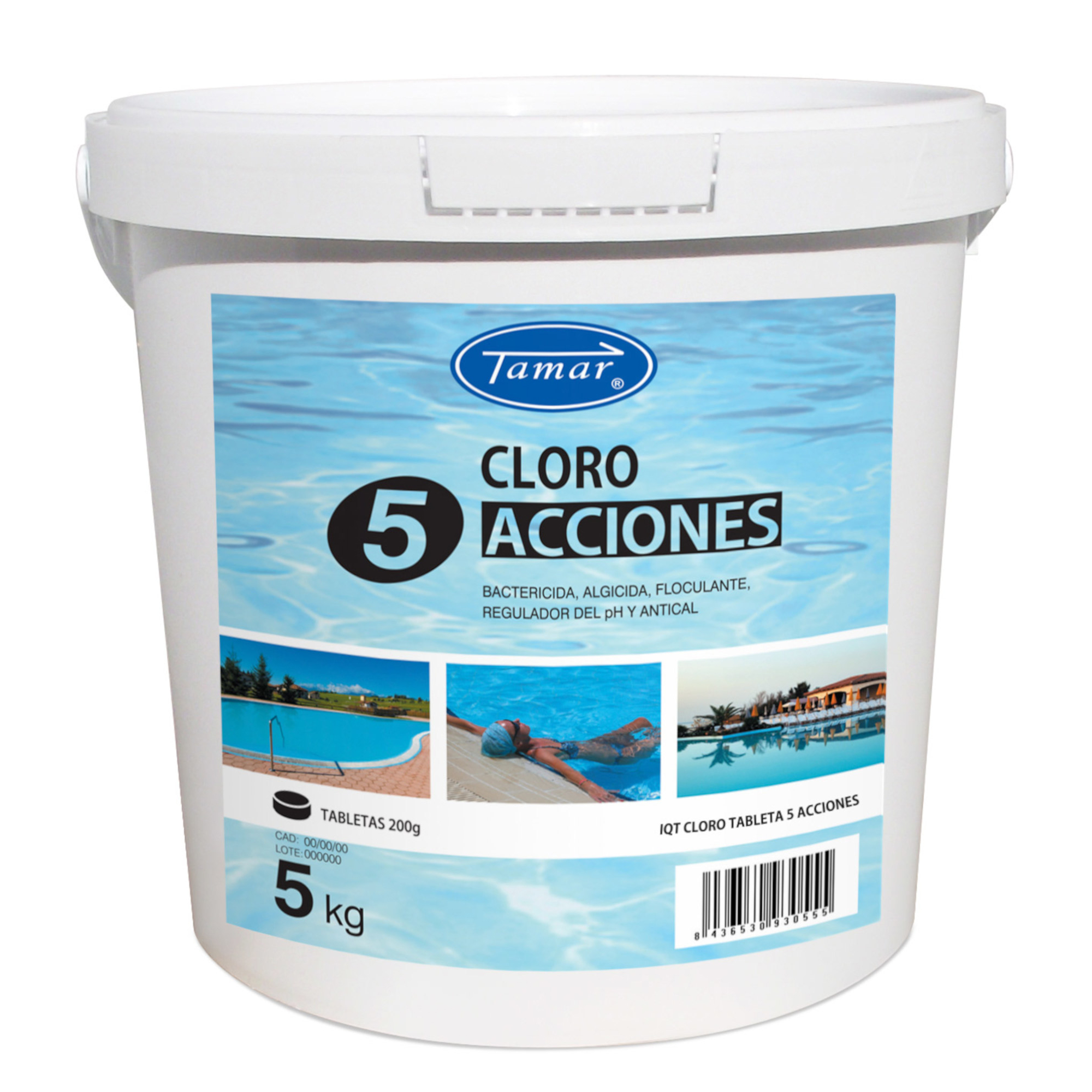 Cloro para piscina 5 ações tabletes 200g 5kg Tamar