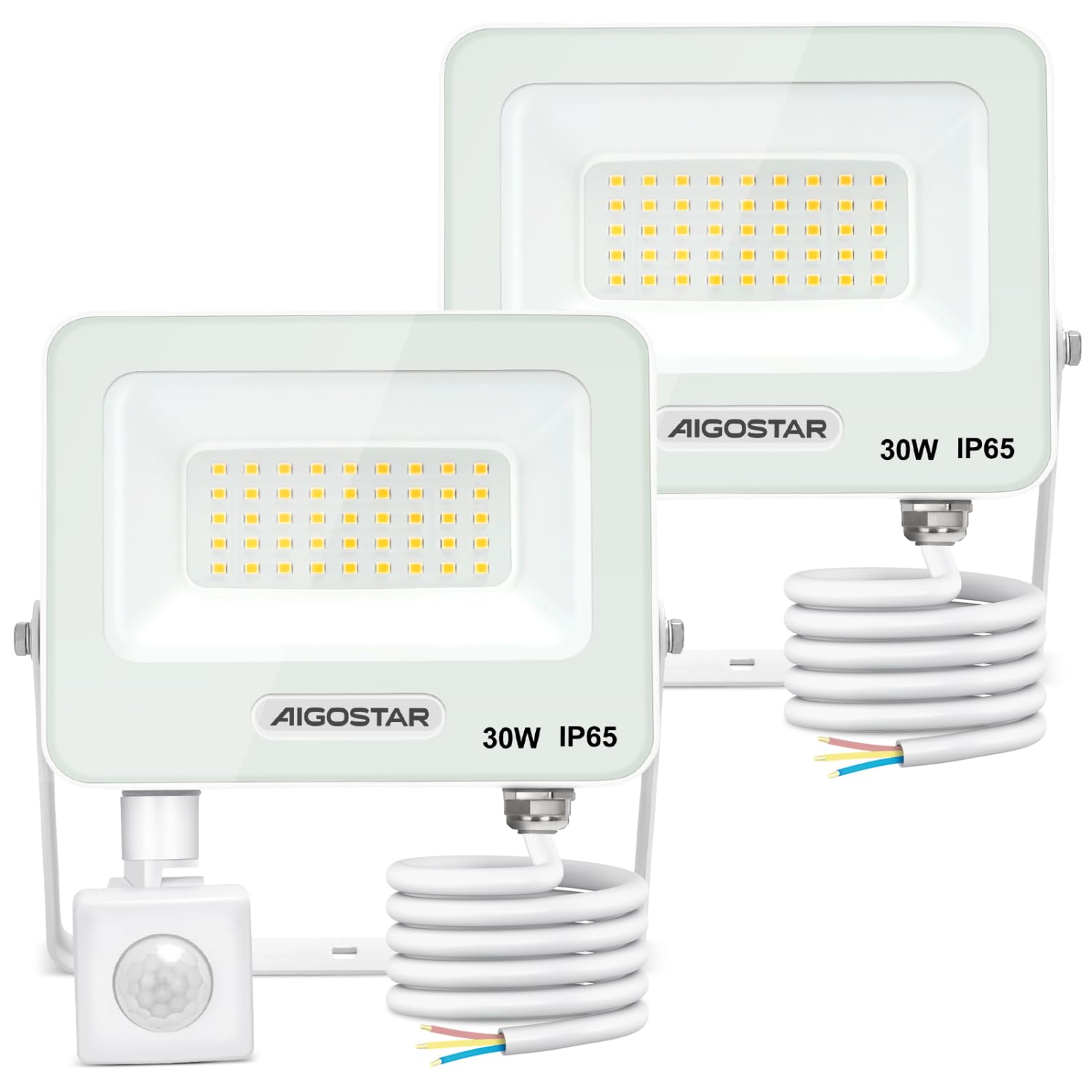 Aigostar LED outdoor spotlights com deteção de movimento 30w 4000k, 2 pcs