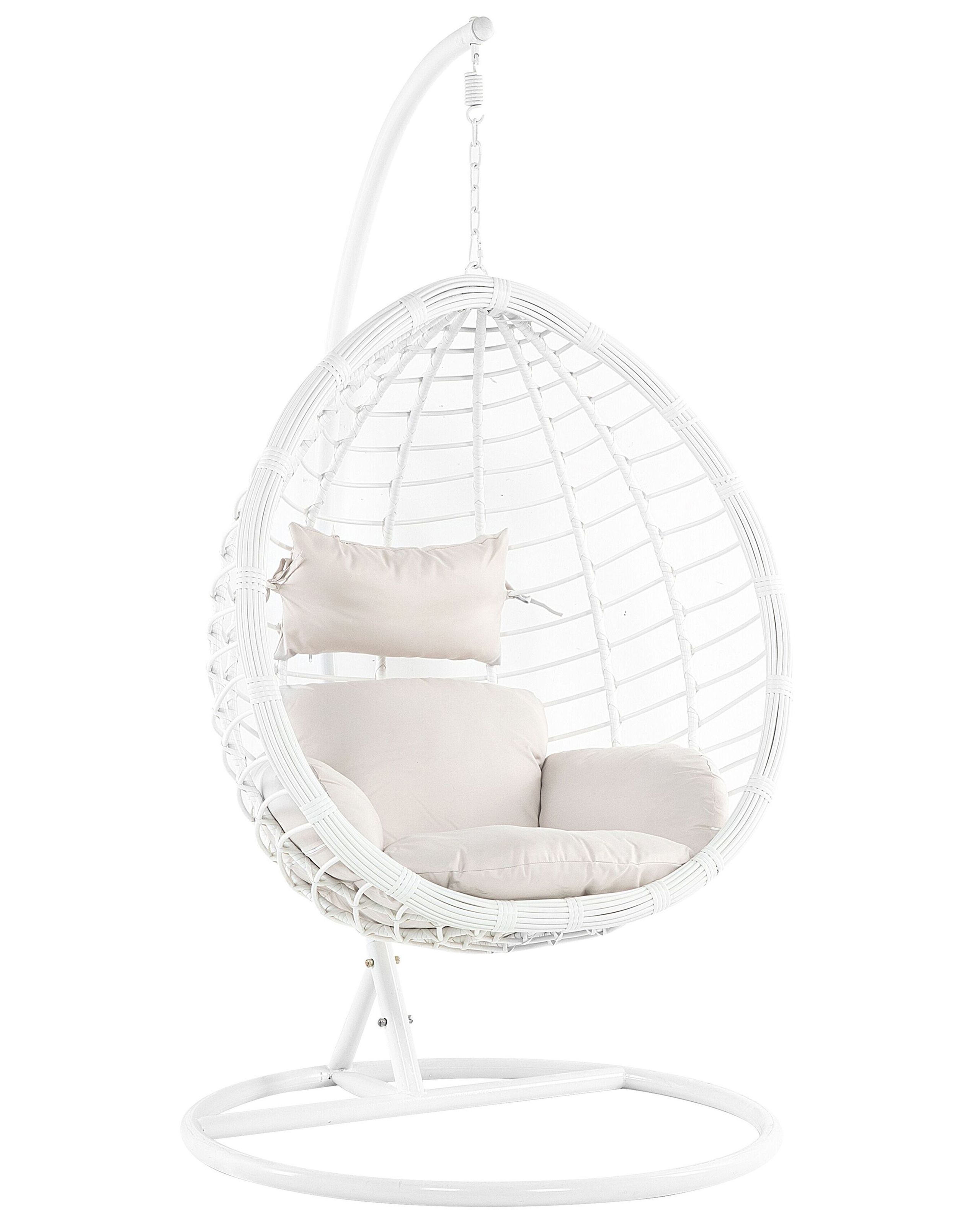 Cadeira suspensa com suporte fano rattan sintético branco