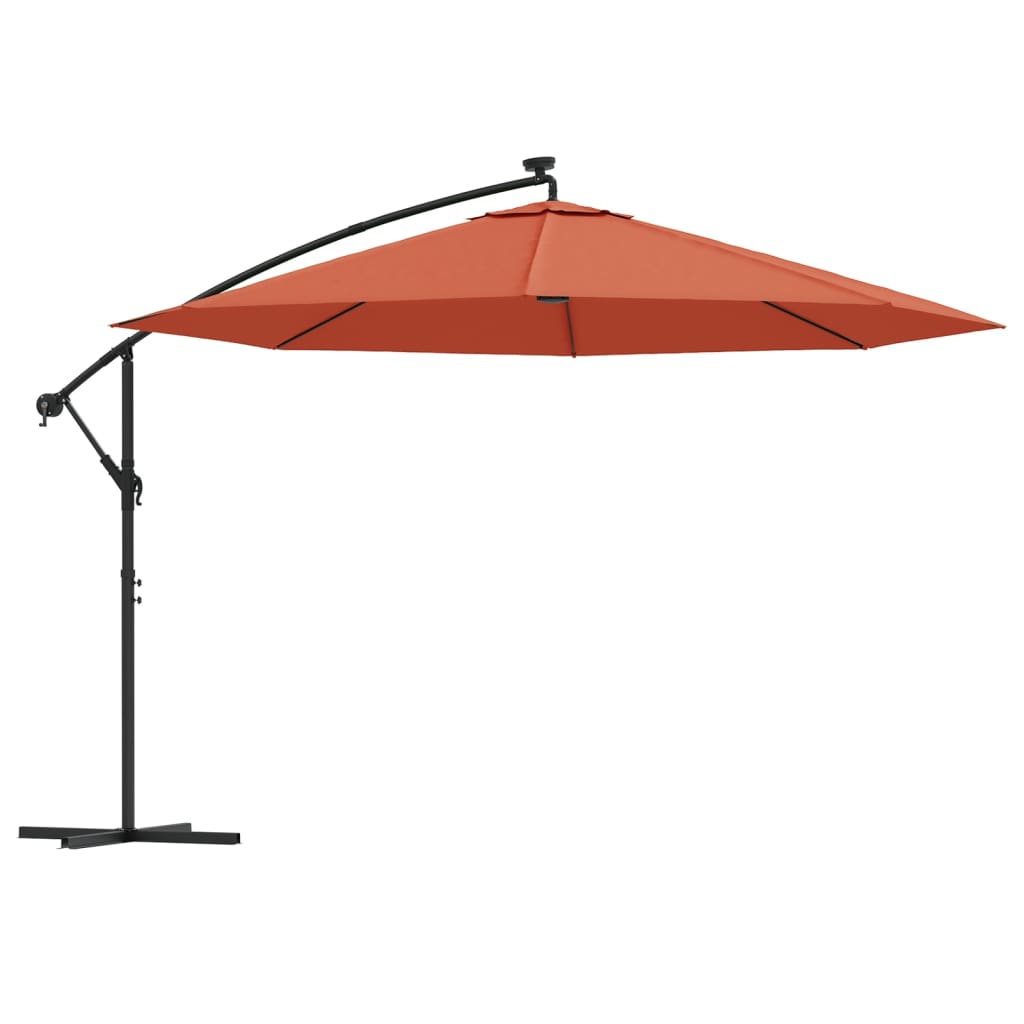 Guarda-sol de jardim cantilever c/ luzes LED 350 cm terracotta wgo2920