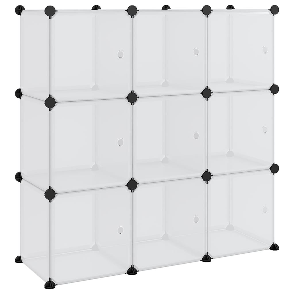 vidaXL estantería de cubos 9 compartimentos y puertas pp transparente