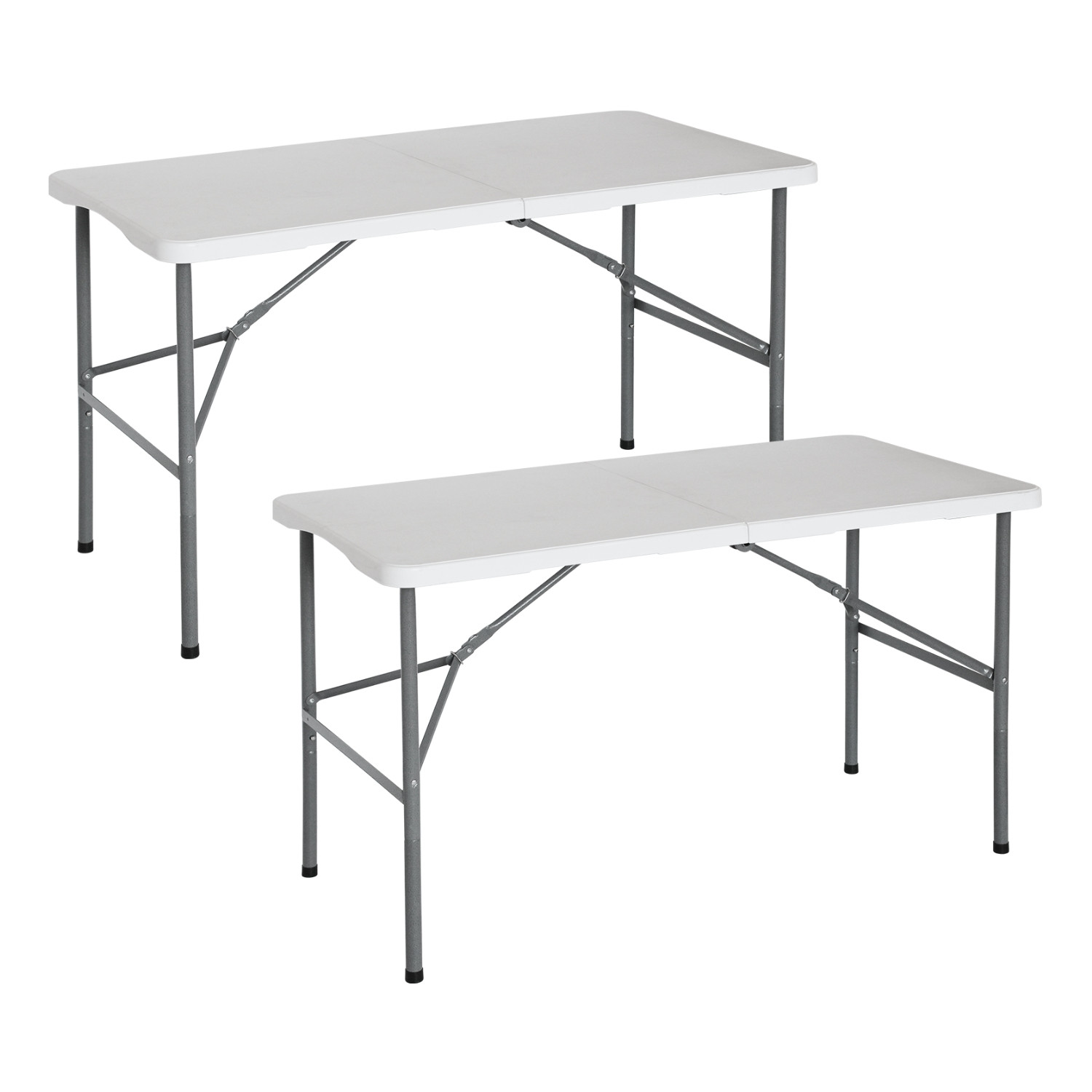 Pack 2 mesas dobráveis ​​portáteis de resina 122cm brancas 7house