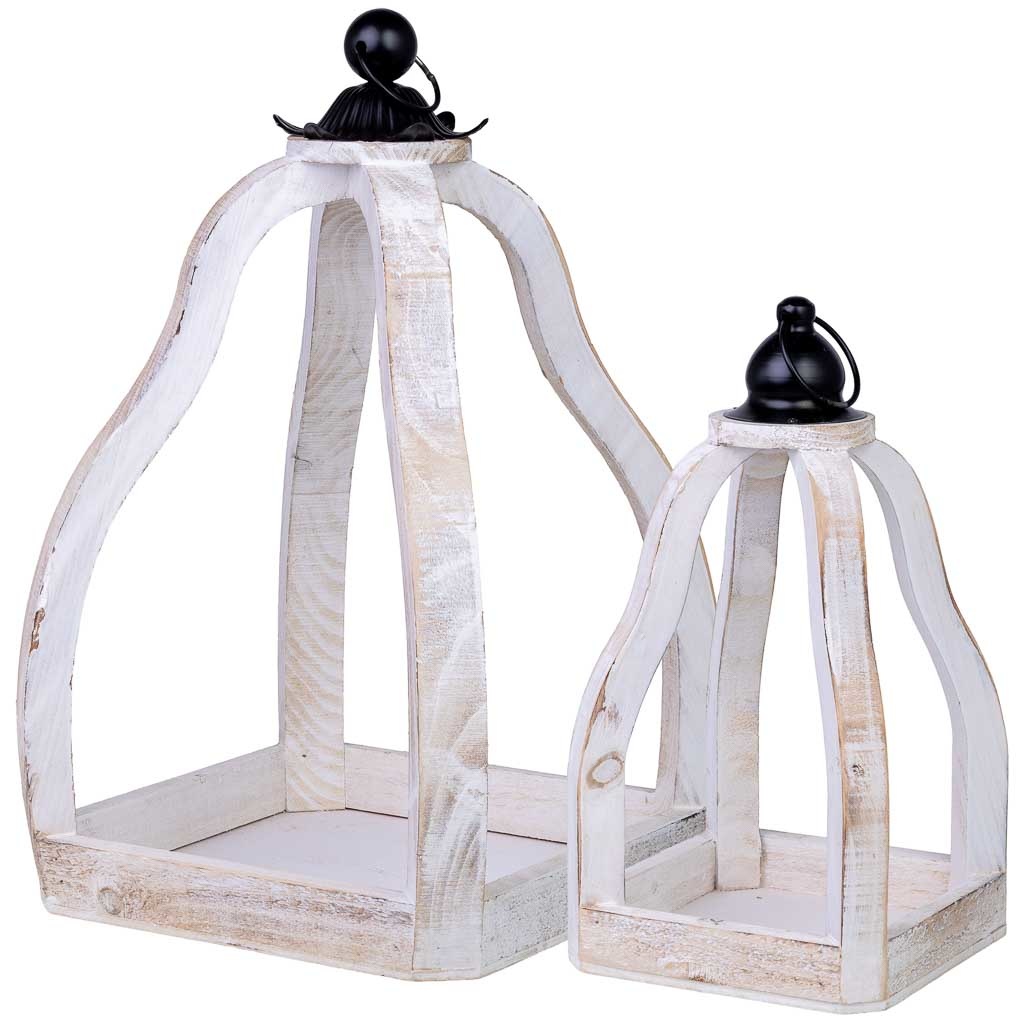 2 suportes para floreira de madeira 29x29x49h-18x18x34h cm