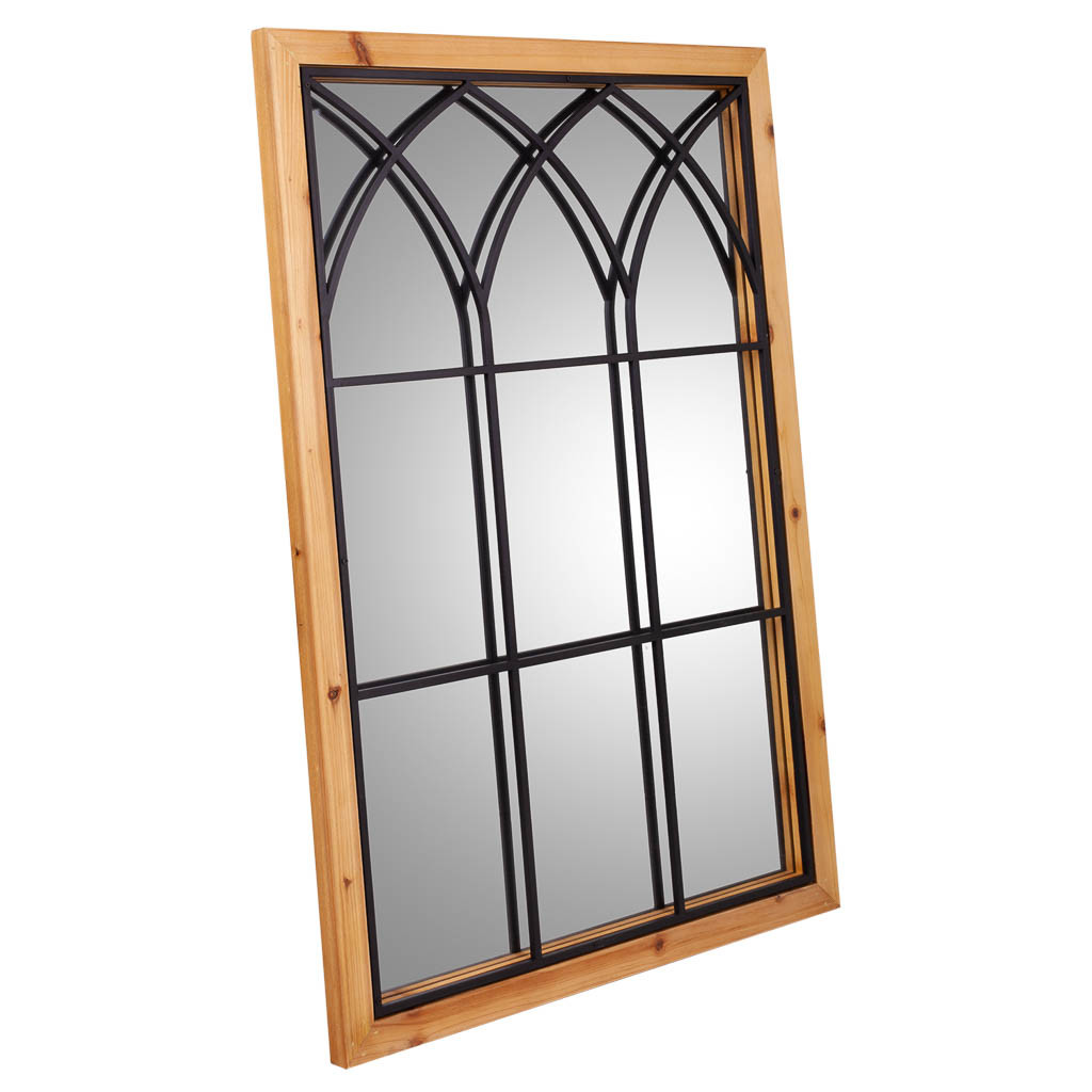 Espelho de madeira marrom e metal 60x2,5x90