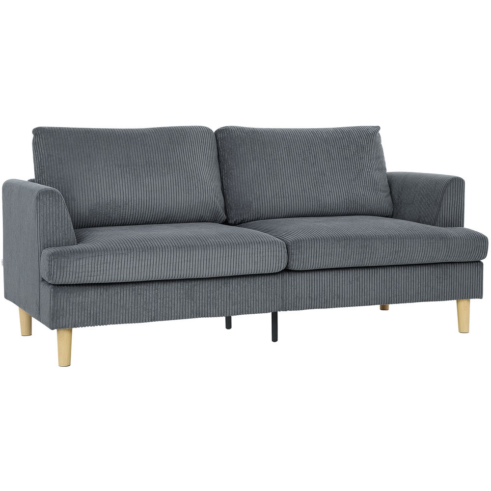 Sofá 3 lugare 188x80x86 cm veludo color gris Homcom, casa - sófas