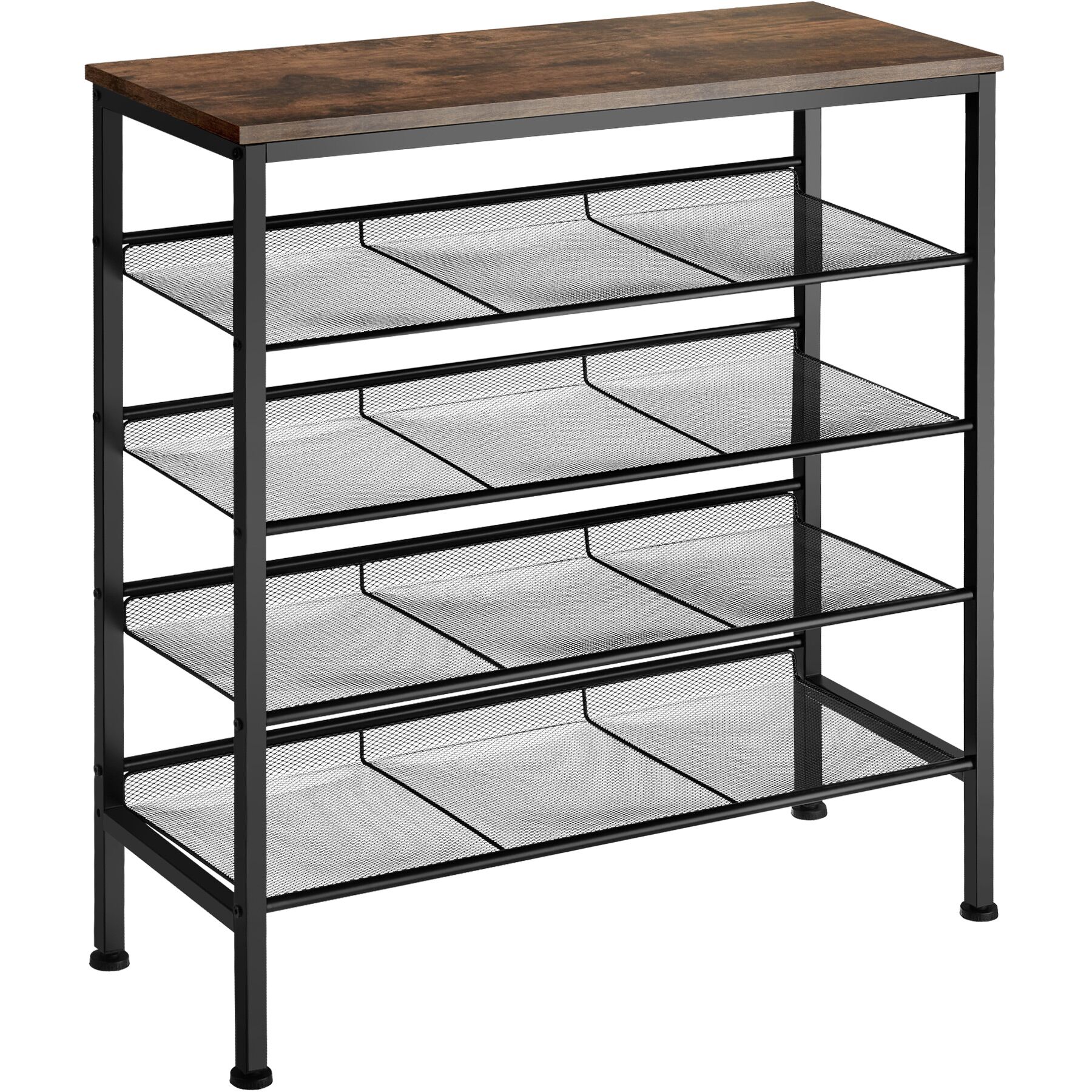 Sapateiro estilo industrial e 4 prateleiras 75,5x30,5x85,5cm madeira oscura