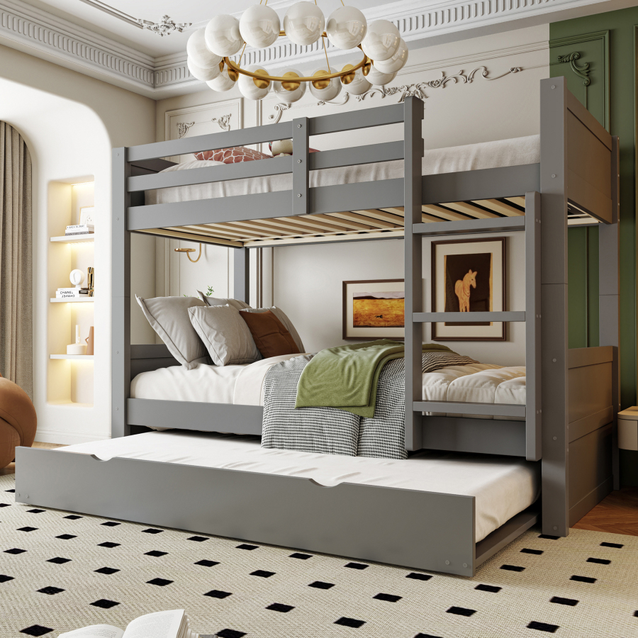 Beliche 90x200cm com cama auxiliar madeira – cinzento