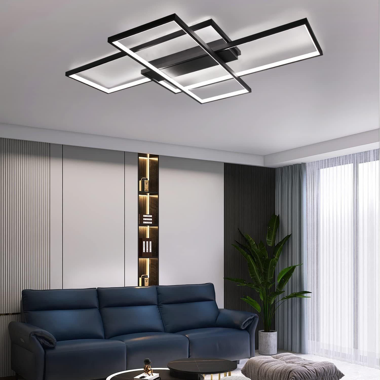 Nettlife luz de teto regulável, 100x70x8cm, 3 luzes de teto LED pretas