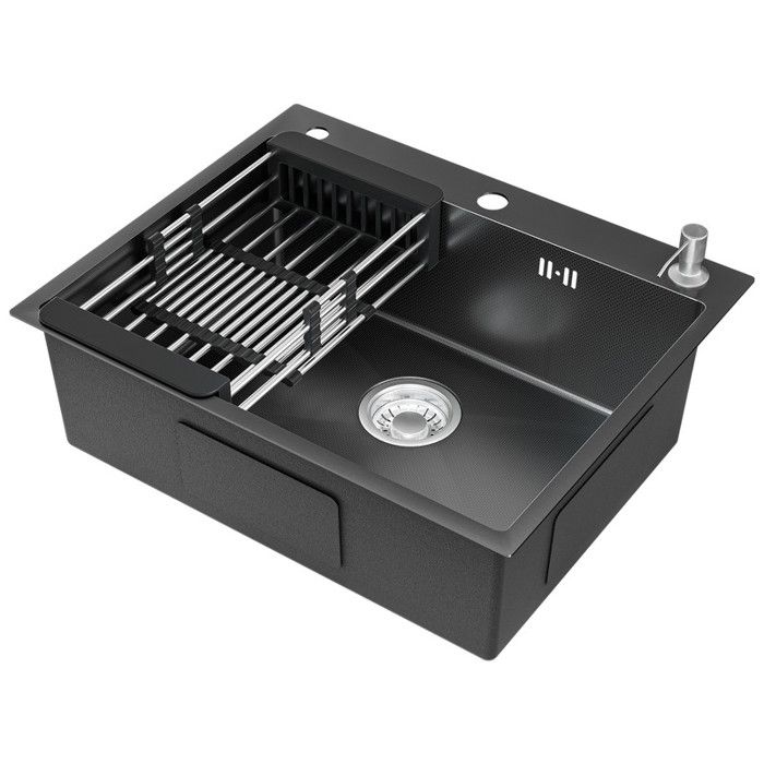 Pia de cozinha cinza escuro em inox 60x49cm - pia 1 cubículo com dispenser