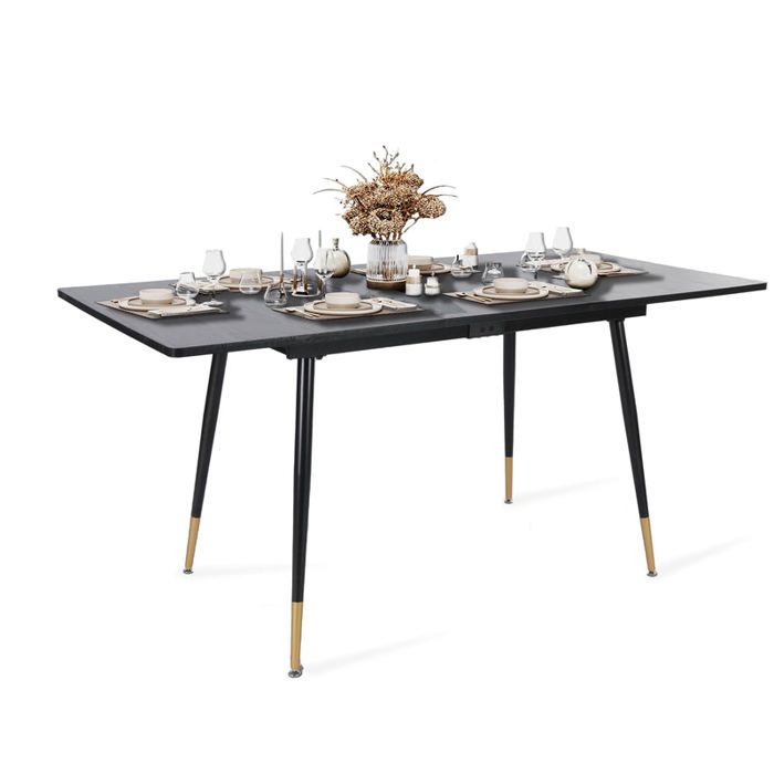 Meubles cosy - mesa de jantar - retro preta/dourada - 160x80x75 cm
