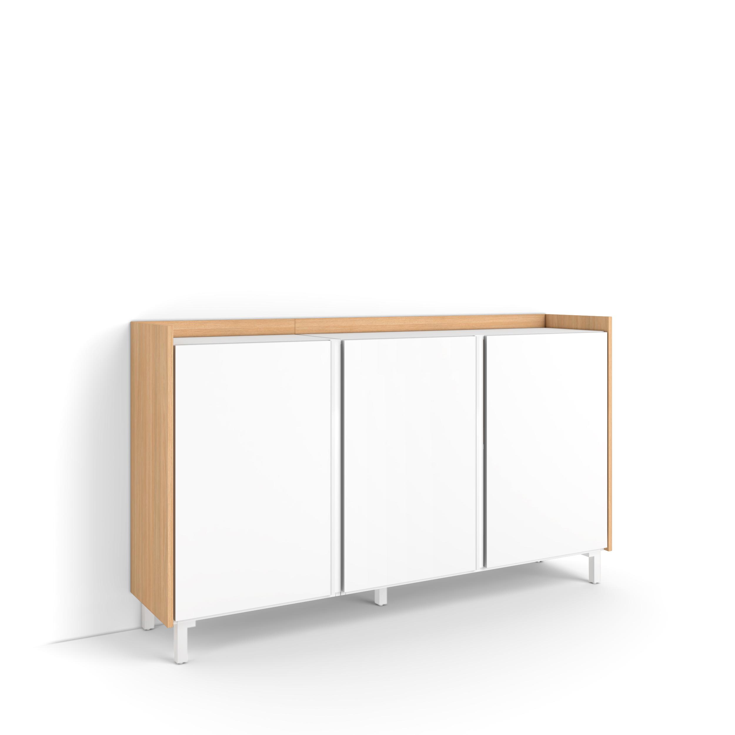 Aparador sala de jantar, 156x35x91cm, branco e carvalho soft rf4538