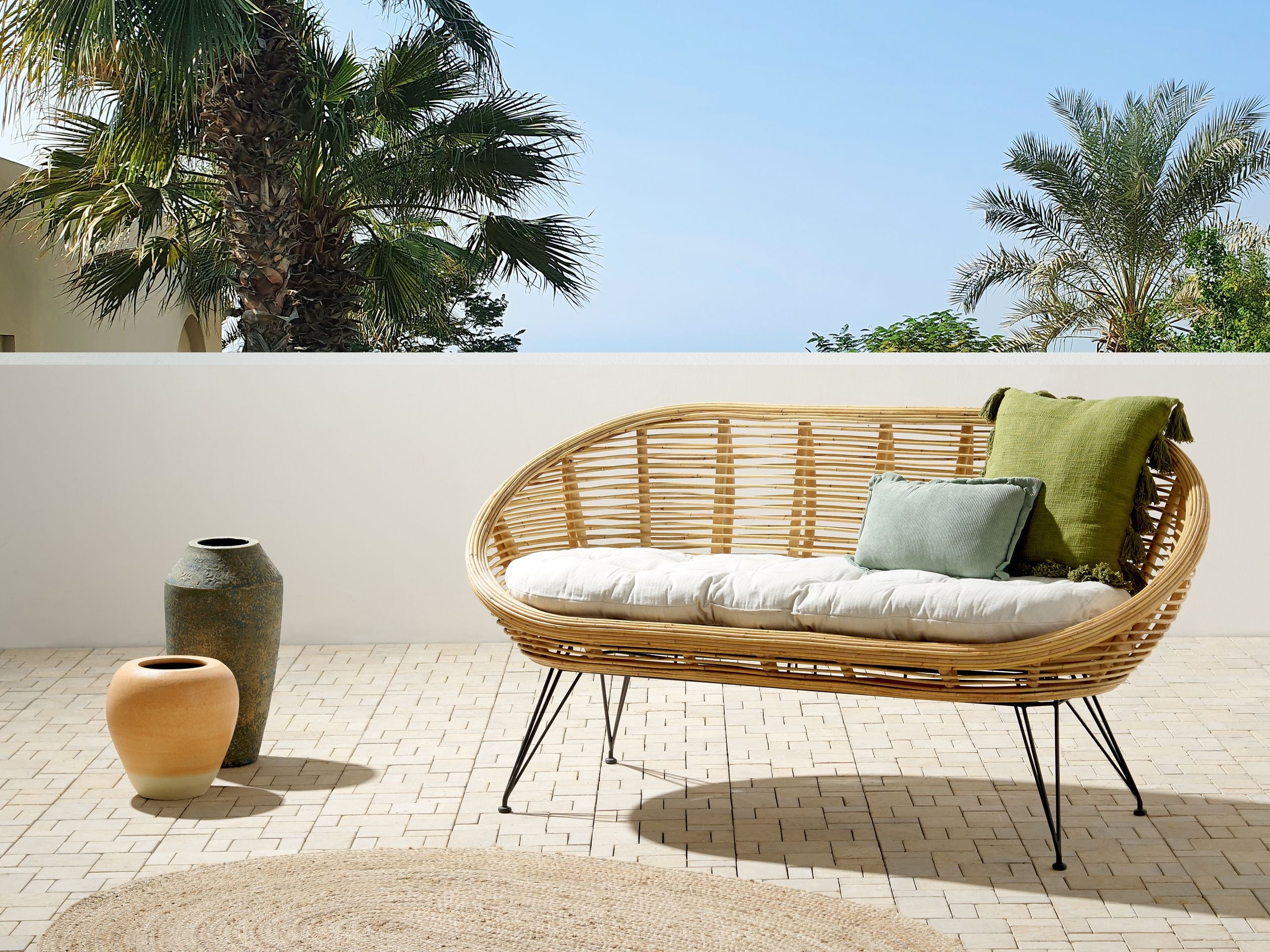 Sofá de jardim 2 lugares maratea rattan natural