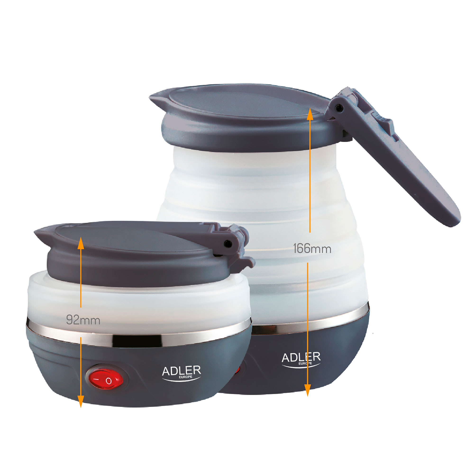 Jarro eléctrica dobrável, 0.5l, silicone sem adler ad1279 branco 750w