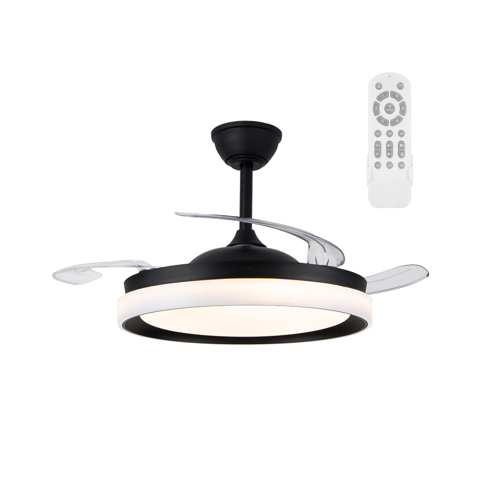 Ventilador de teto retrátil com luz LED 45w silent nestera eco preto