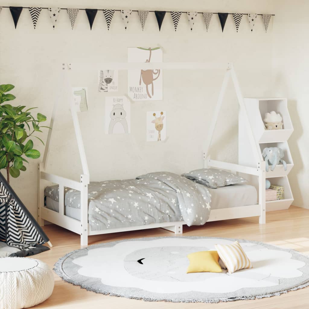 Cama infantil 80x160 cm pinho maciço branco