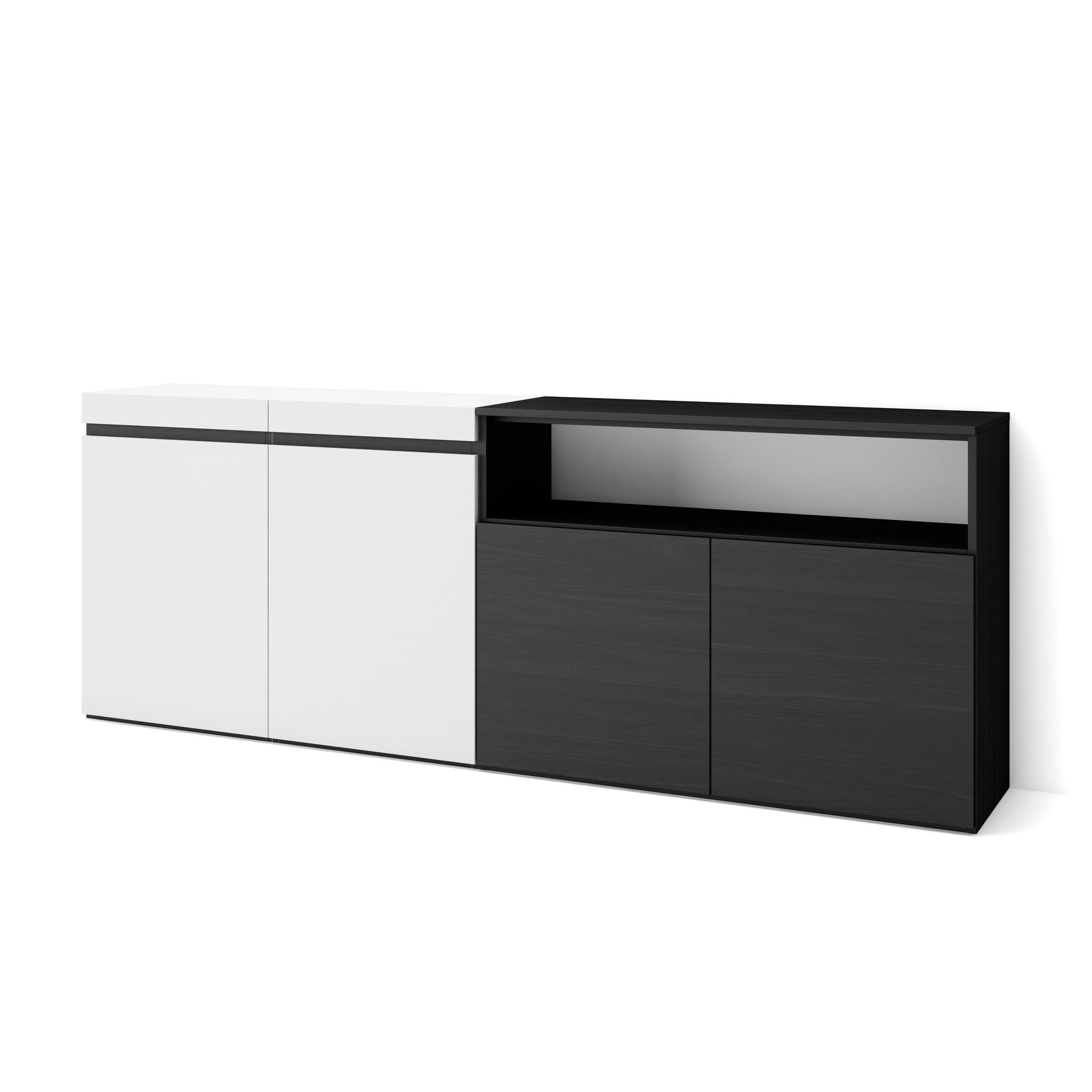 Aparador sala de jantar, 200x75x35cm, branco e preto rf2403
