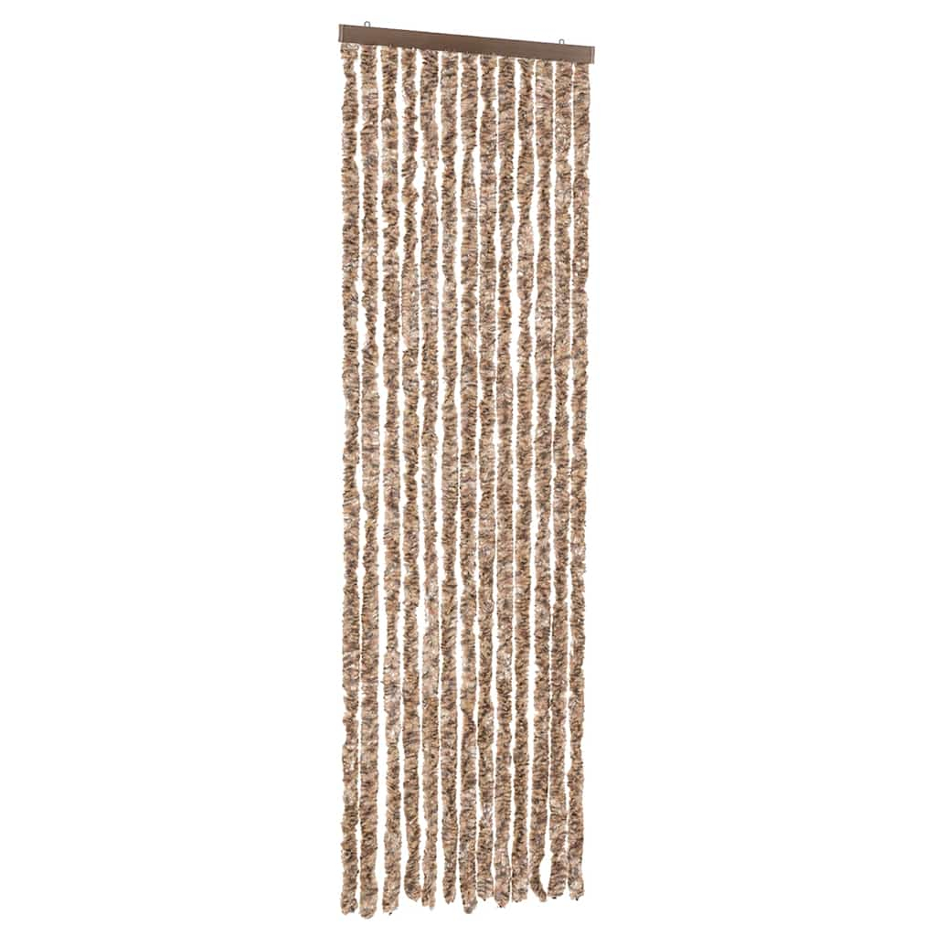 Cortina anti-insetos 56x185 cm chenille bege e castanho-escuro