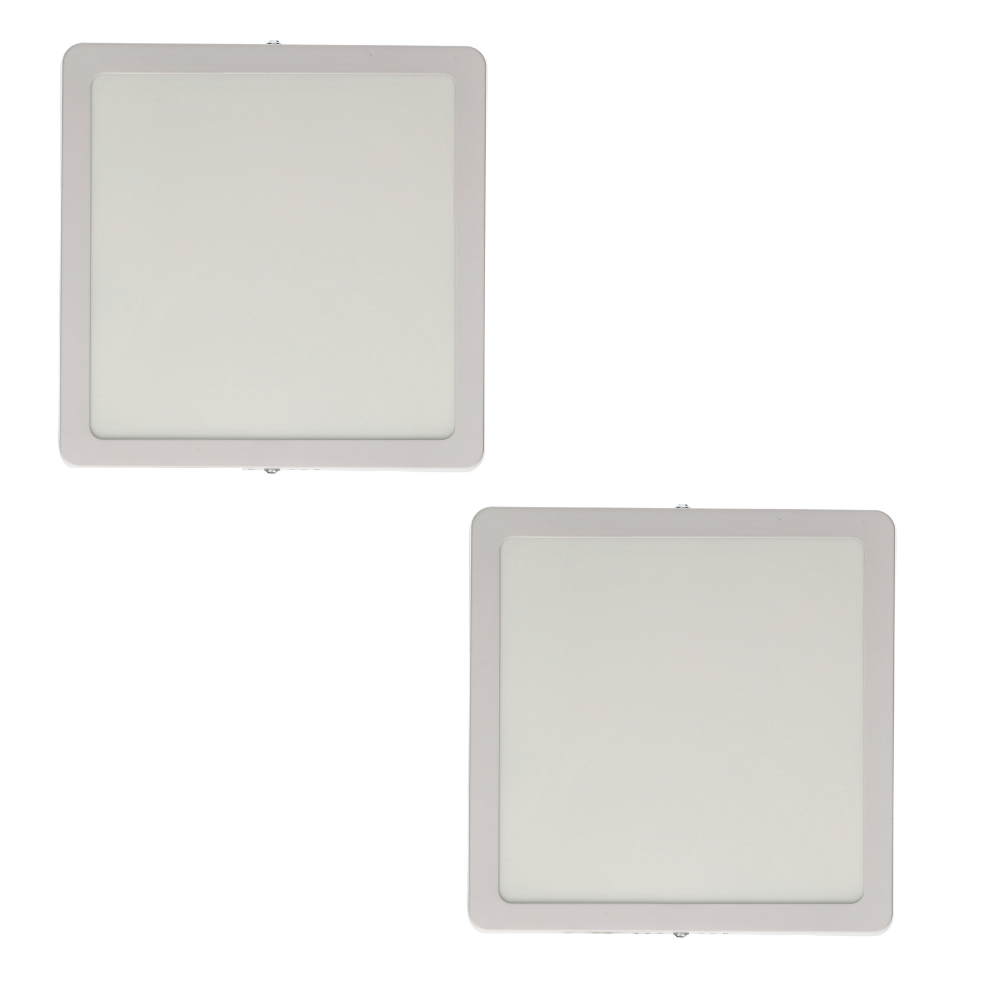 2x downlight LED 18w luz fria 6000k, superfície quadrada. Cor branca