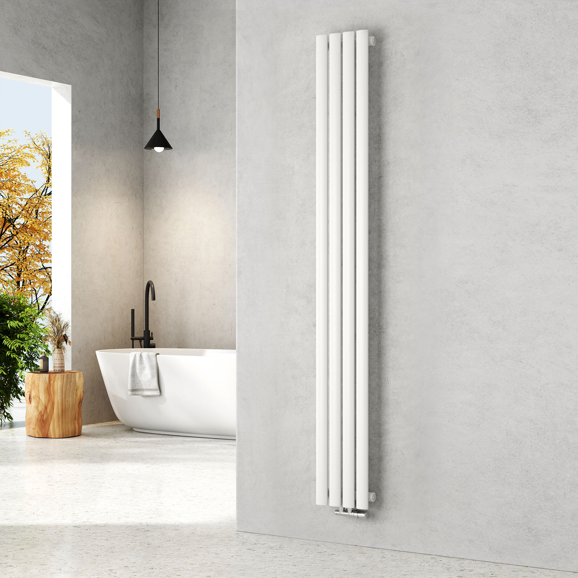 Emke radiador tubo redondo horizontal branco 180x24 cm, monocamada