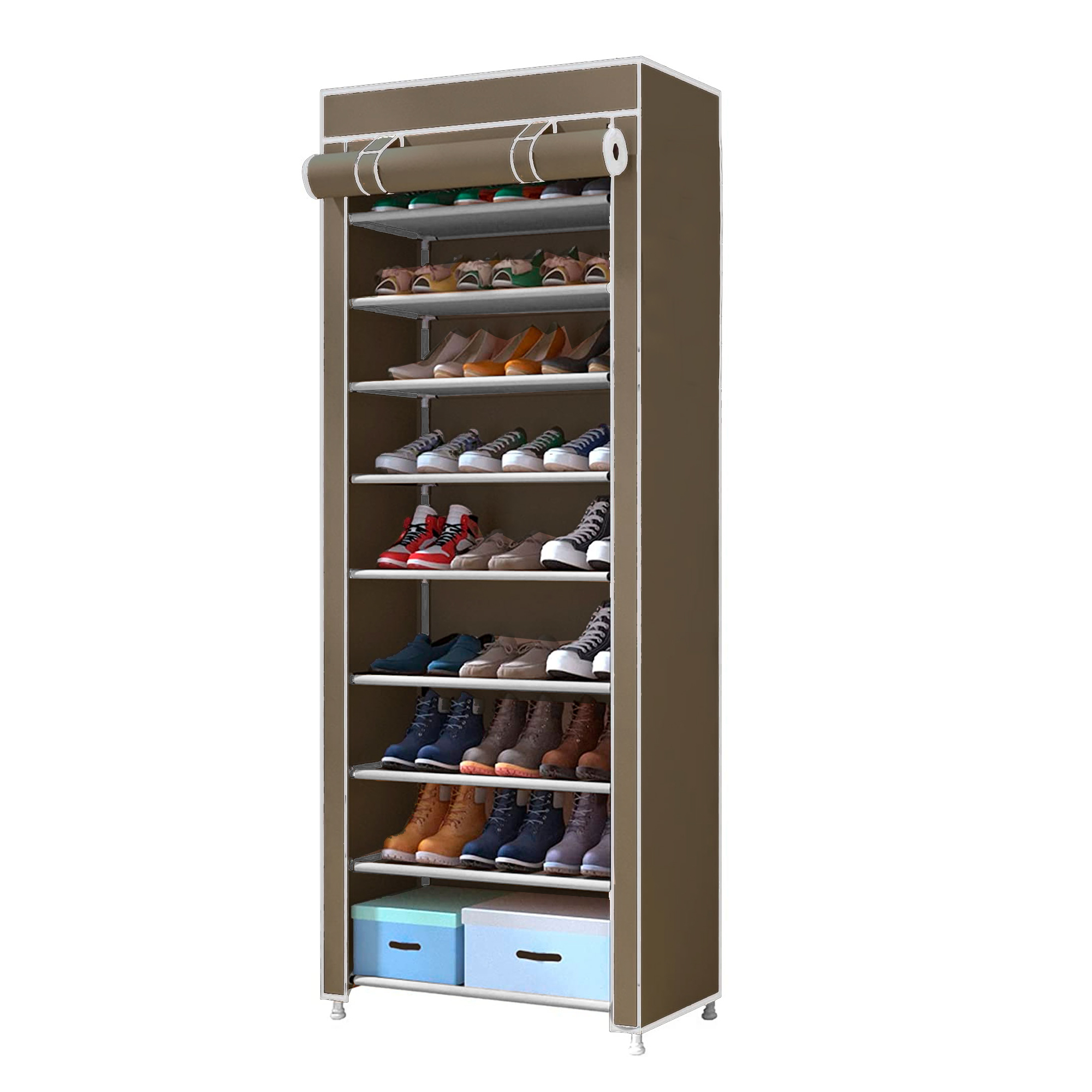 Armário para sapatos em tecido com porta nyana home 160x60x30 cm marrom