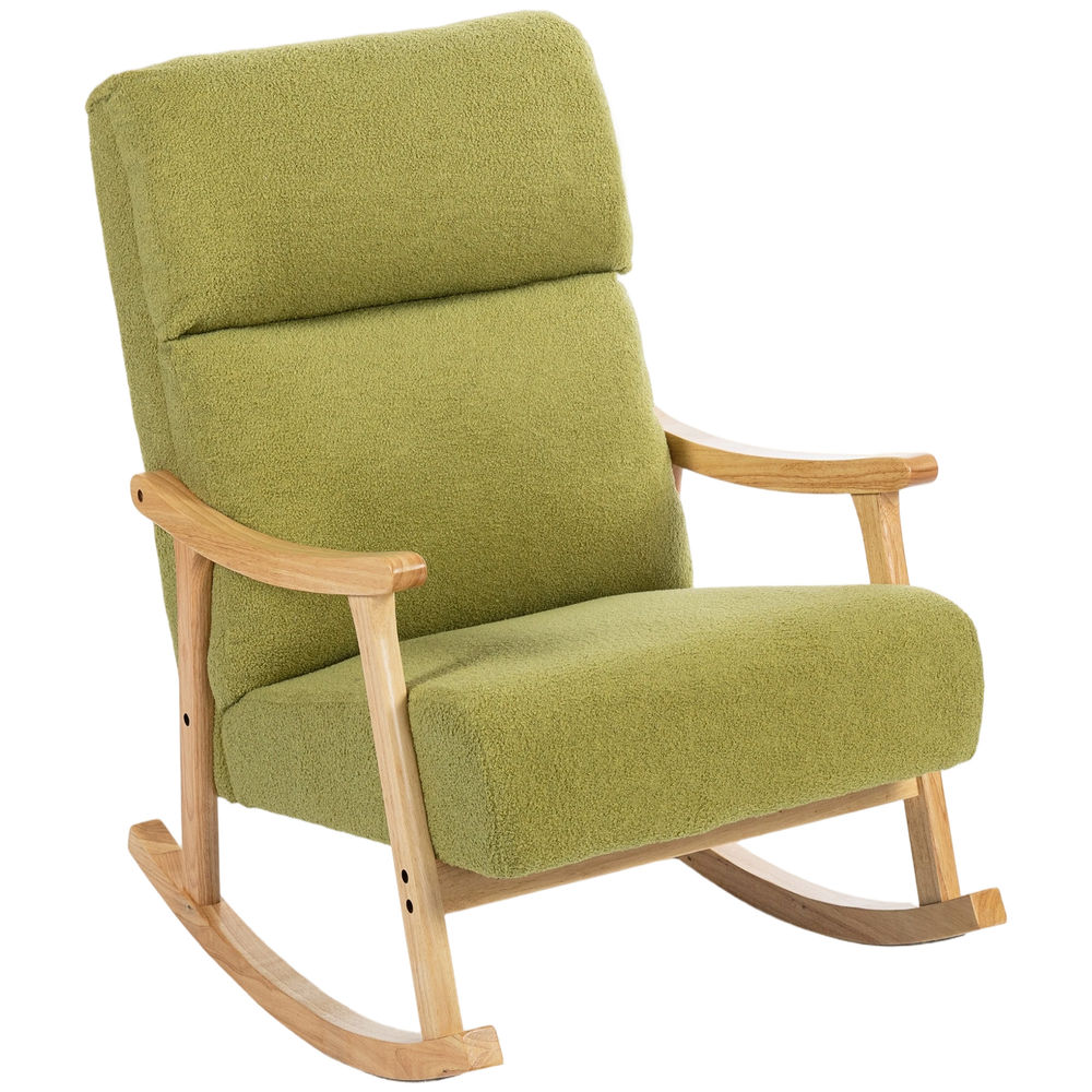 Poltrona baloiço 65x90x98 cm poliéster e madeira de faia color verde Homcom