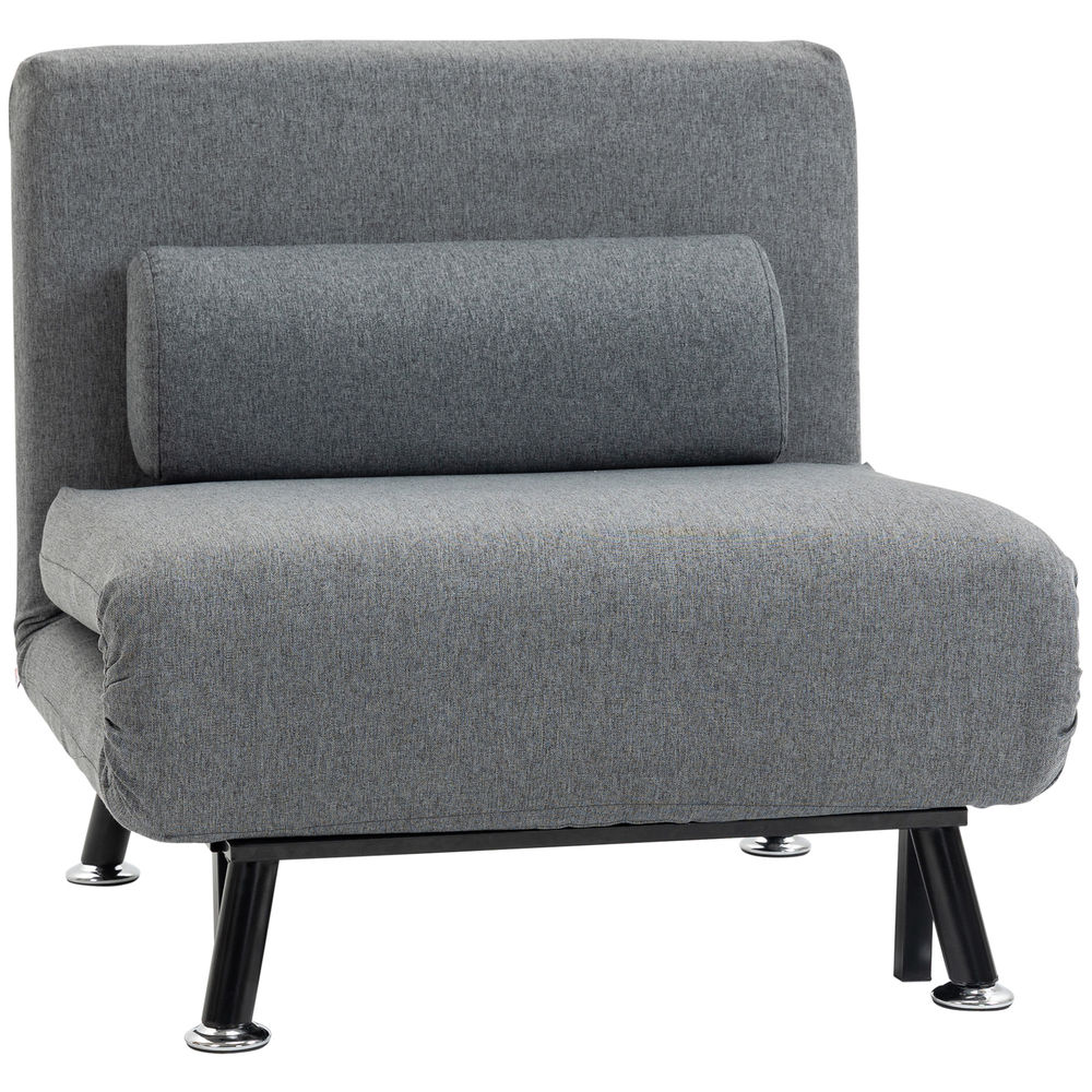Sofá cama individual 75x70x75 cm linho sintético color gris Homcom