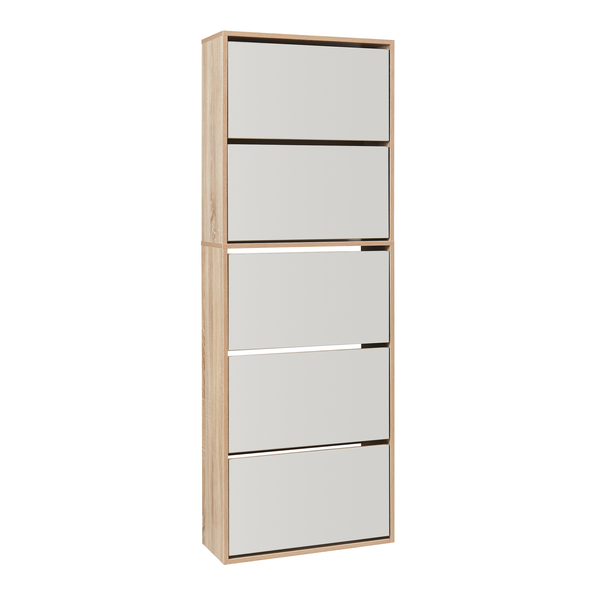 Sapateira espelhada lund com 5 portas - carvalho sonoma [en.casa]