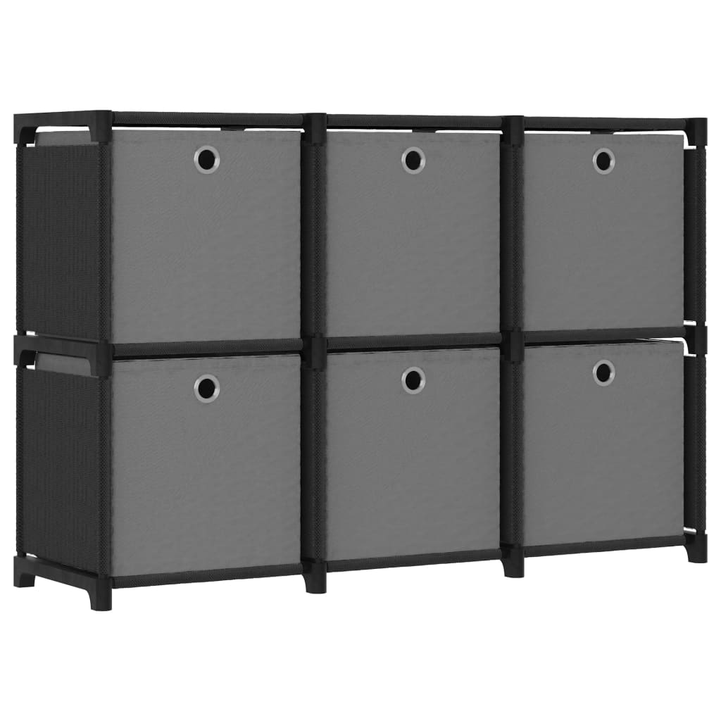 vidaXL estantería de 6 cubos con cajas de tela negro 103x30x72,5 cm