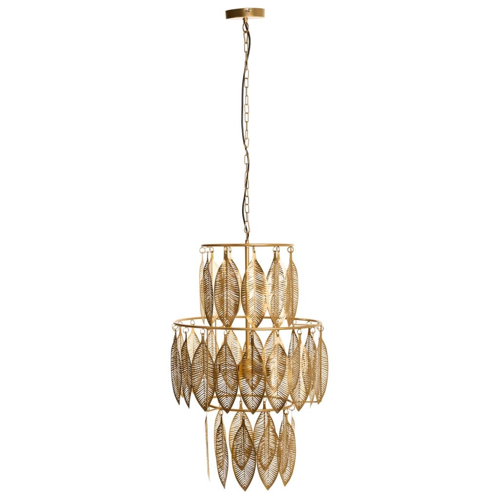 Candeeiro de teto em metal dourado 49x49x81