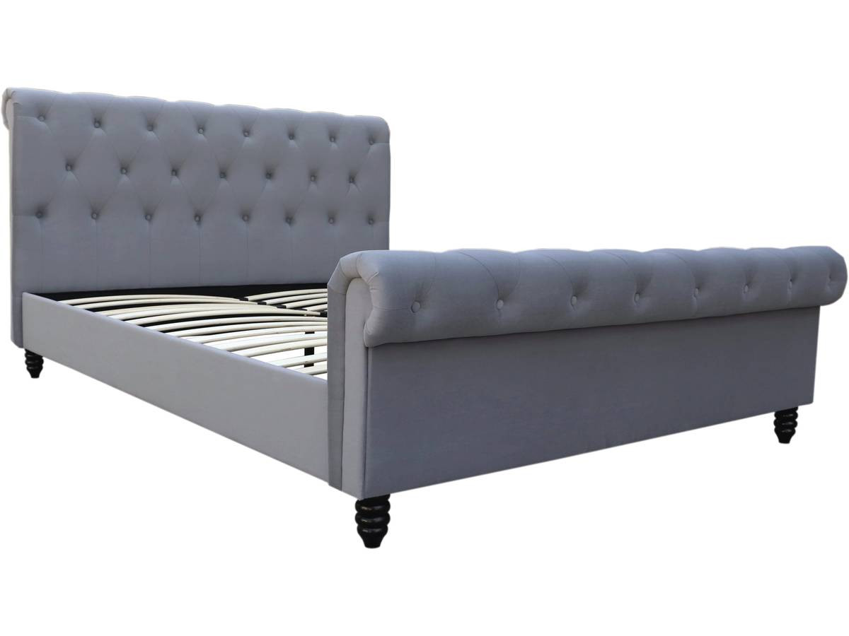 Cama de veludo "godefroy" – 140 x 190 cm – cinza