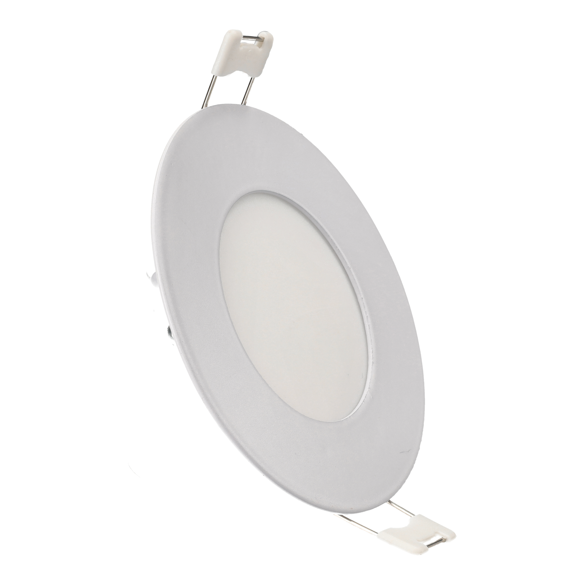 Downlight LED redondo embutido 12v, 3w, luz neutra 4200k. Moldura branca