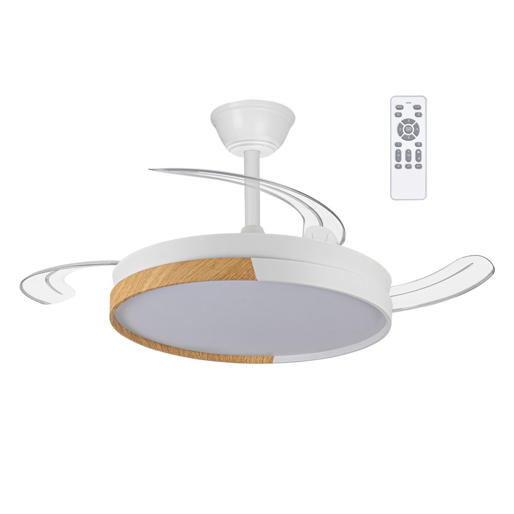 Ventoinha de teto com luz LED retrátil 45w arpino blanco 3cct dim ø106cm