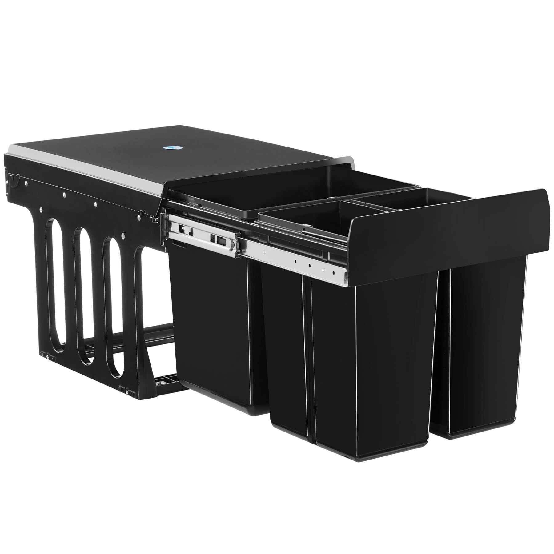 Tectake 3 separadores lixo plástico abs, calhas telescópicas, preto