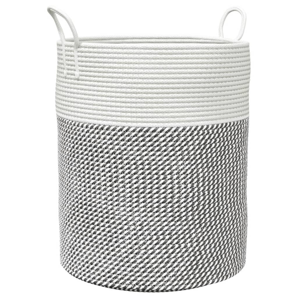vidaXL cesta de almacenaje aLGodón gris y blanco ø38x46 cm