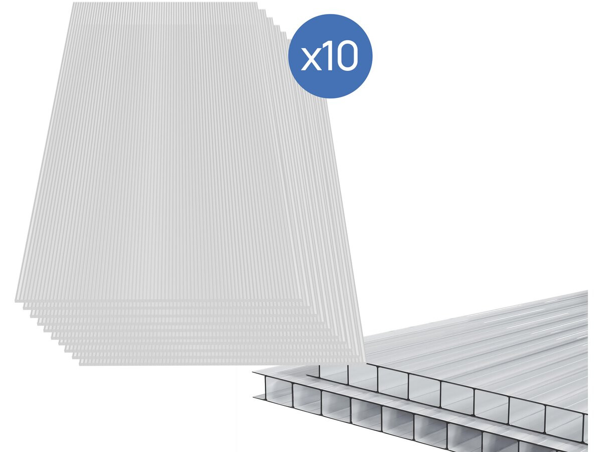 Conjunto de 10 painéis de policarbonato de 4 mm <<michigan>> – 7,9 m²