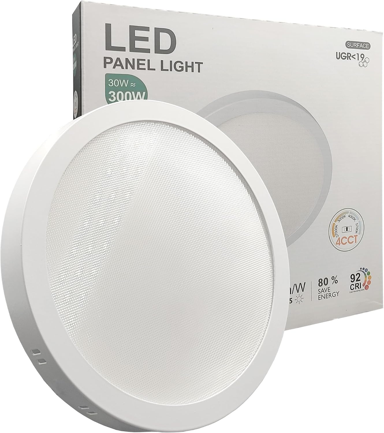 Plafon LED circular 30w (300w), 3600lm, ø29cm, luz selecionável 4cct